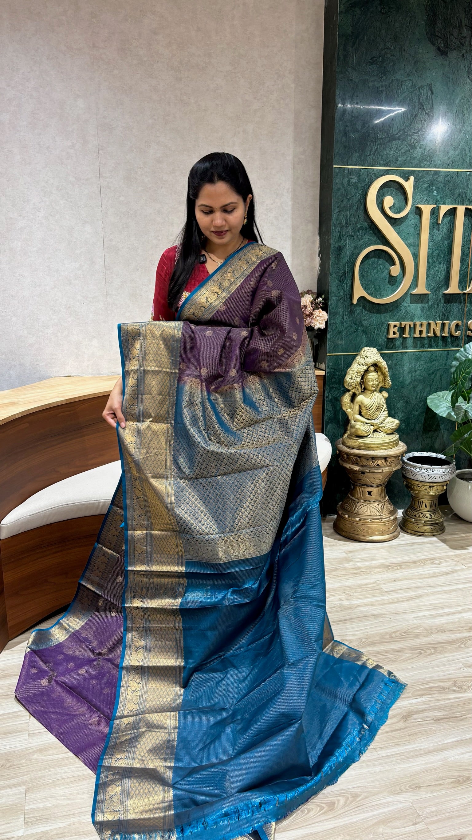 Light weight Kanchi pattu purple