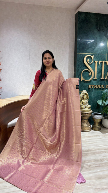 Crepe brocade silk onionpink