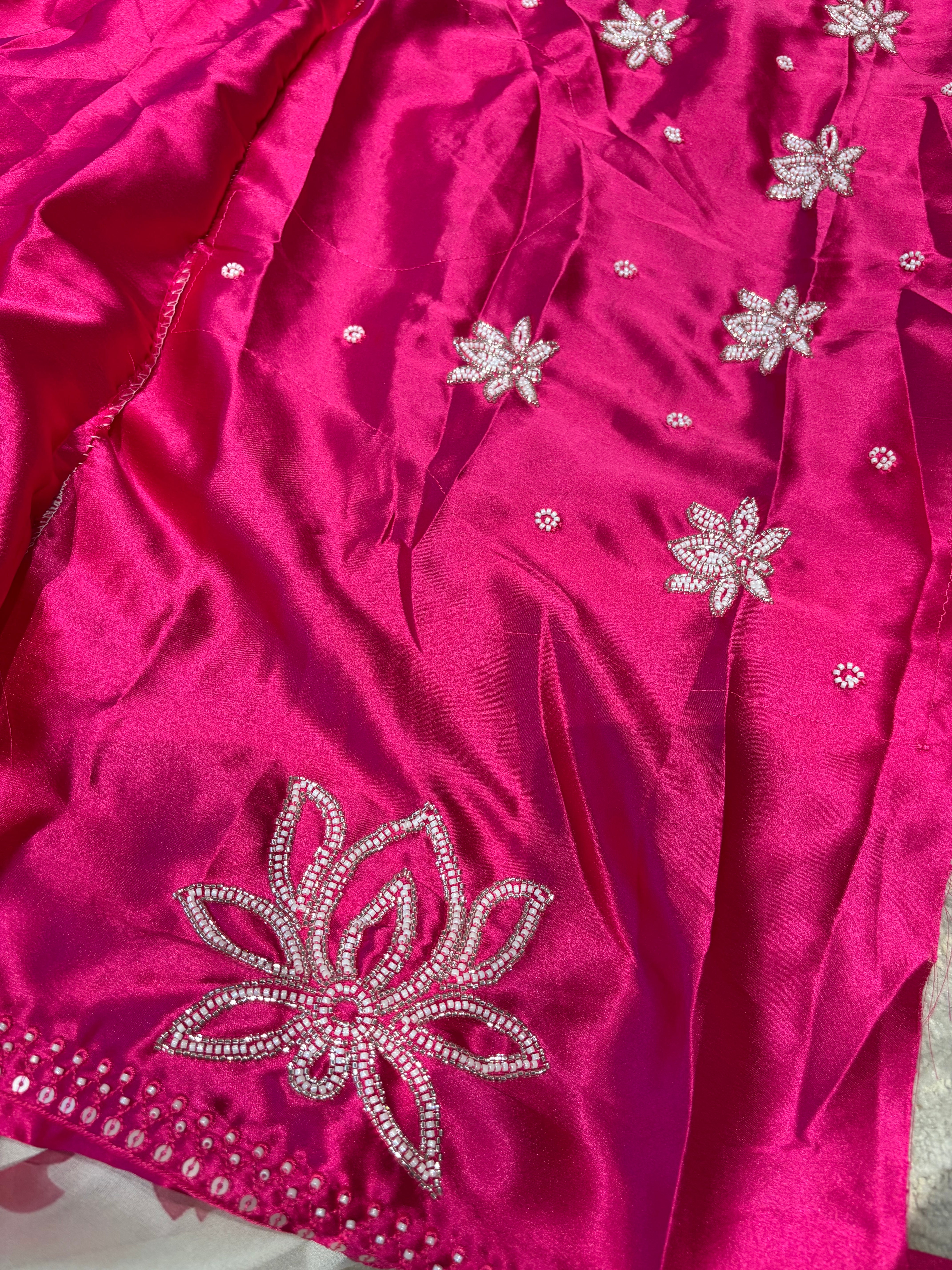 Pure georgette white-pink Jabili