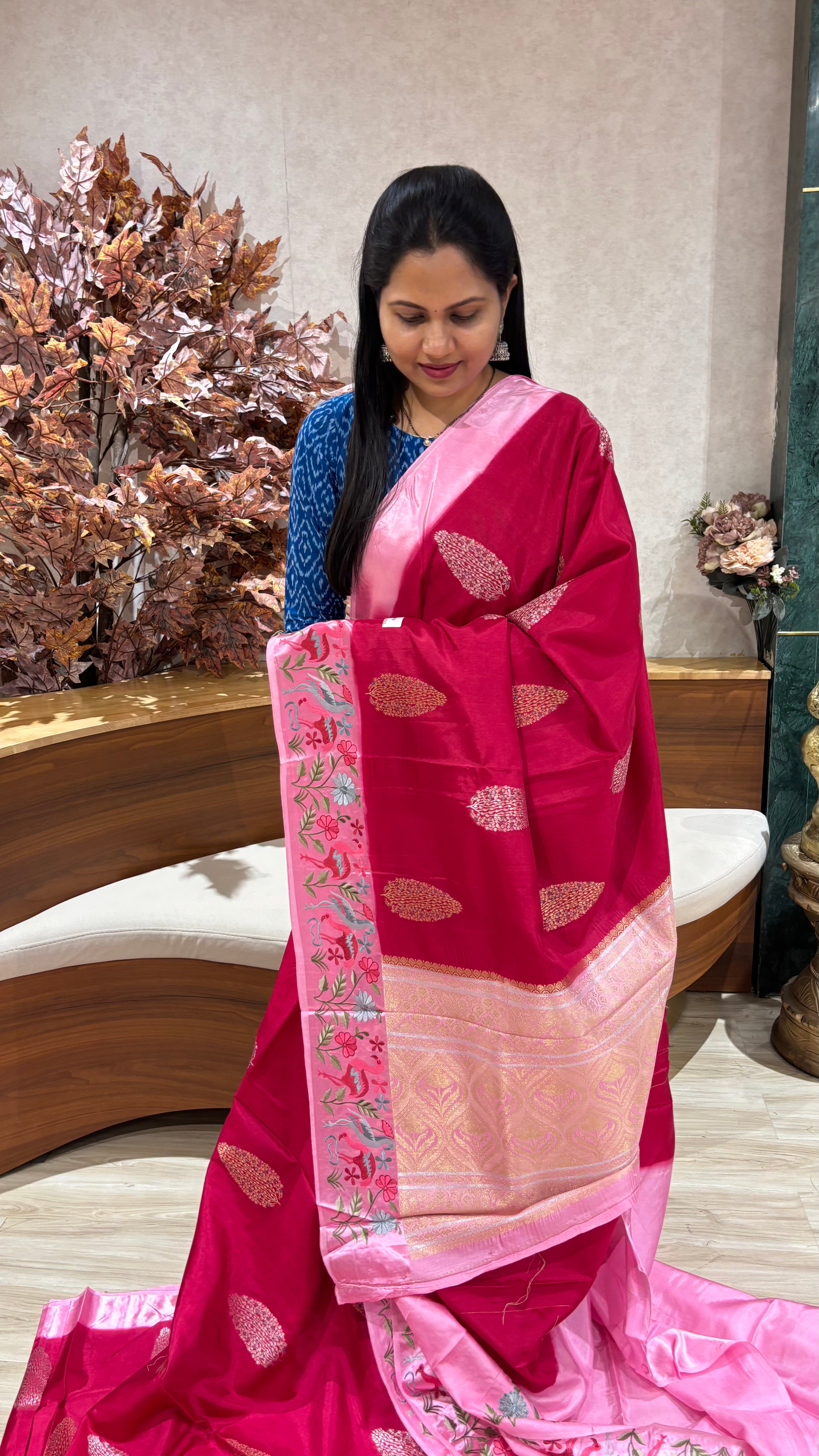 Russian silk mashru work borders