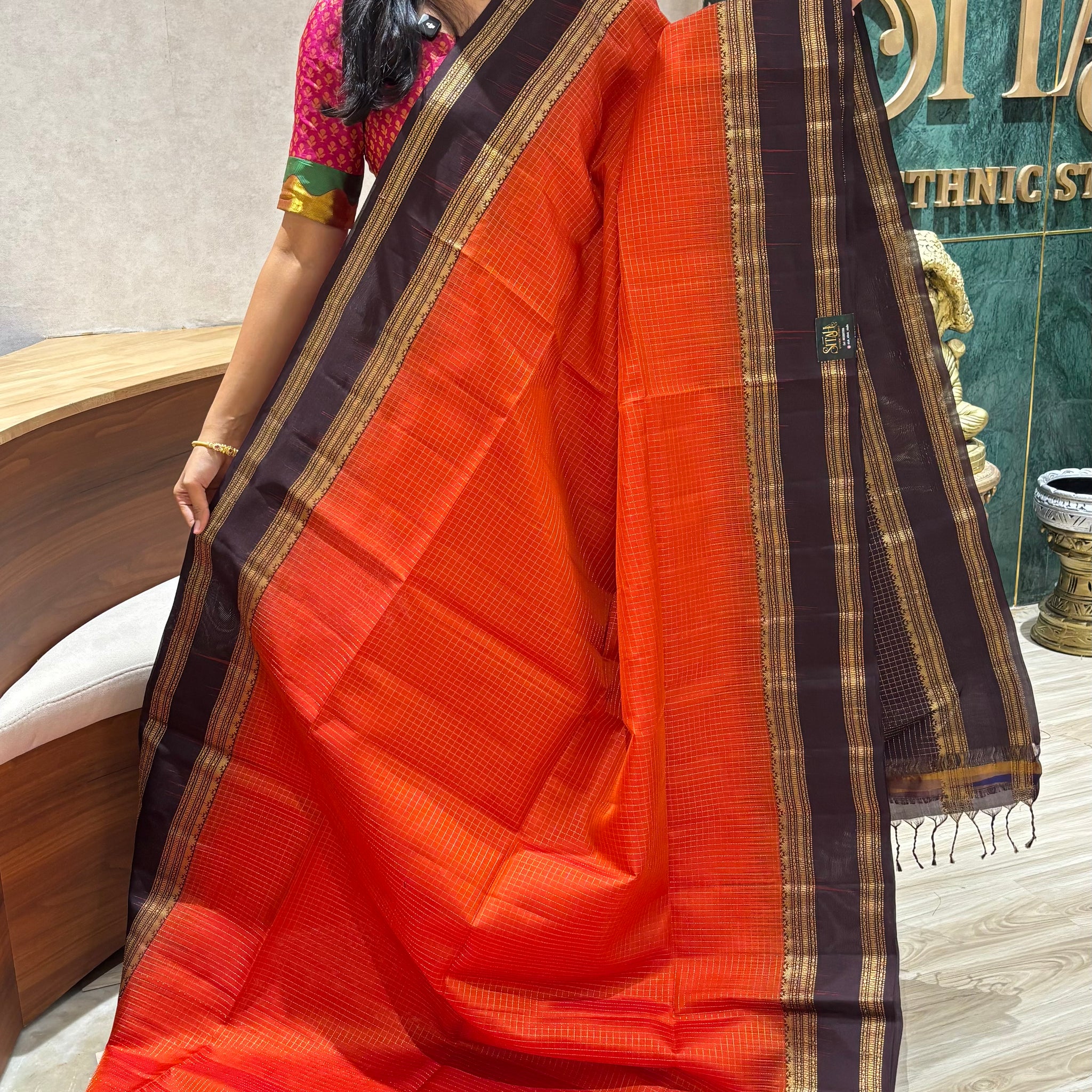 Handloom kanchi orange
