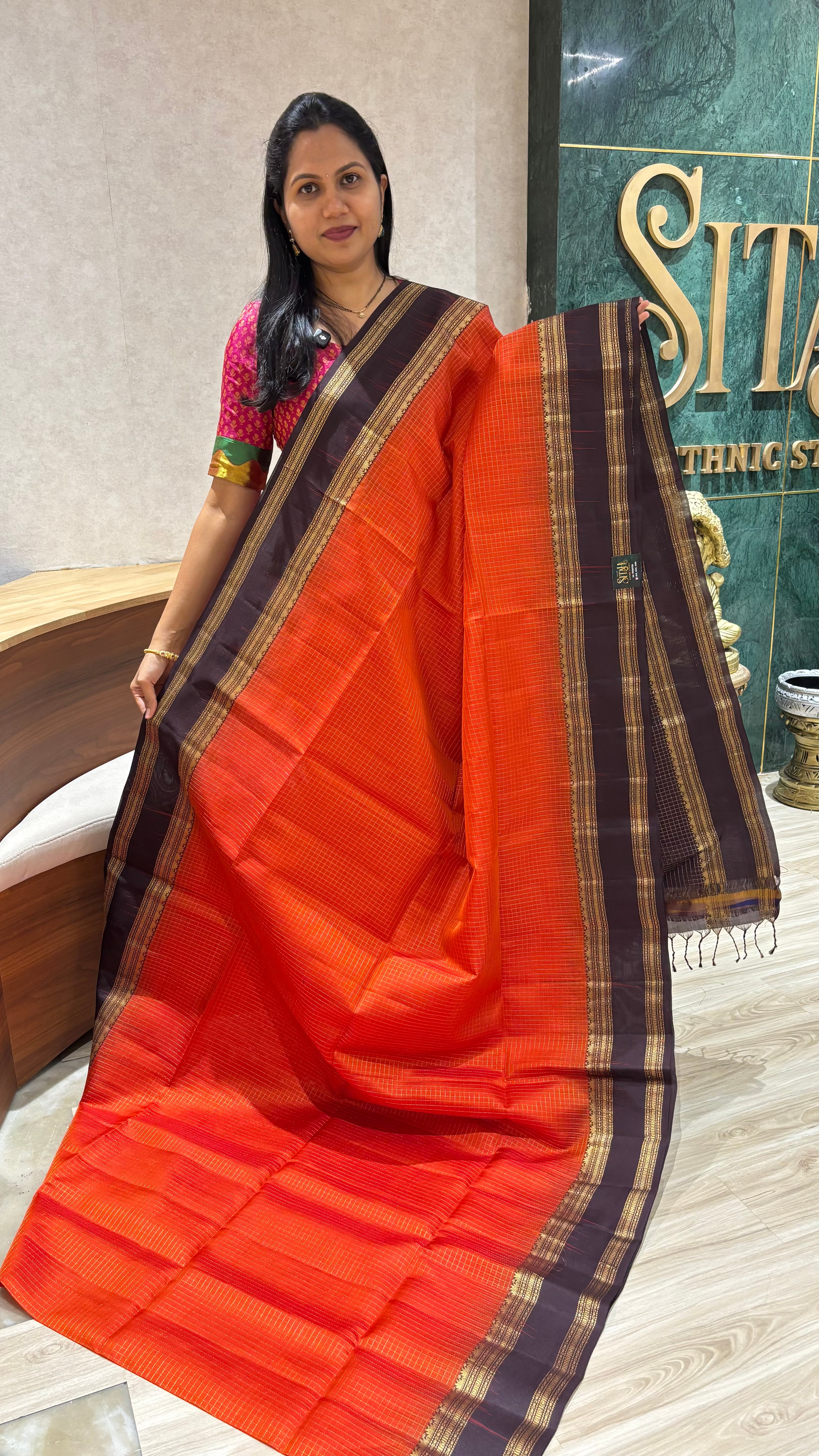 Handloom kanchi orange