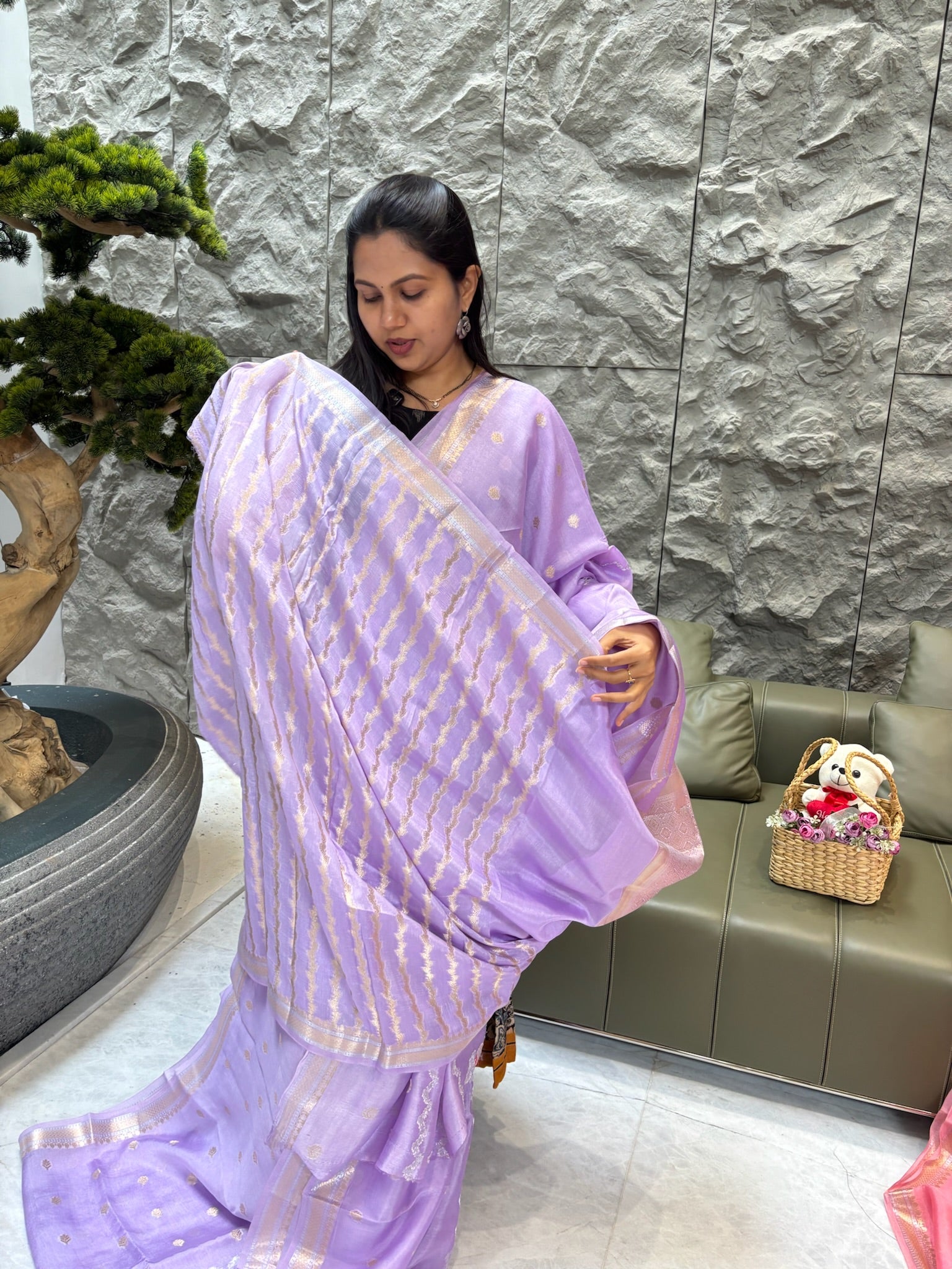 Chanderi saree lavender
