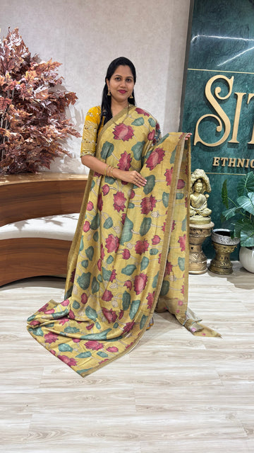 Soft tussar yellow lotus