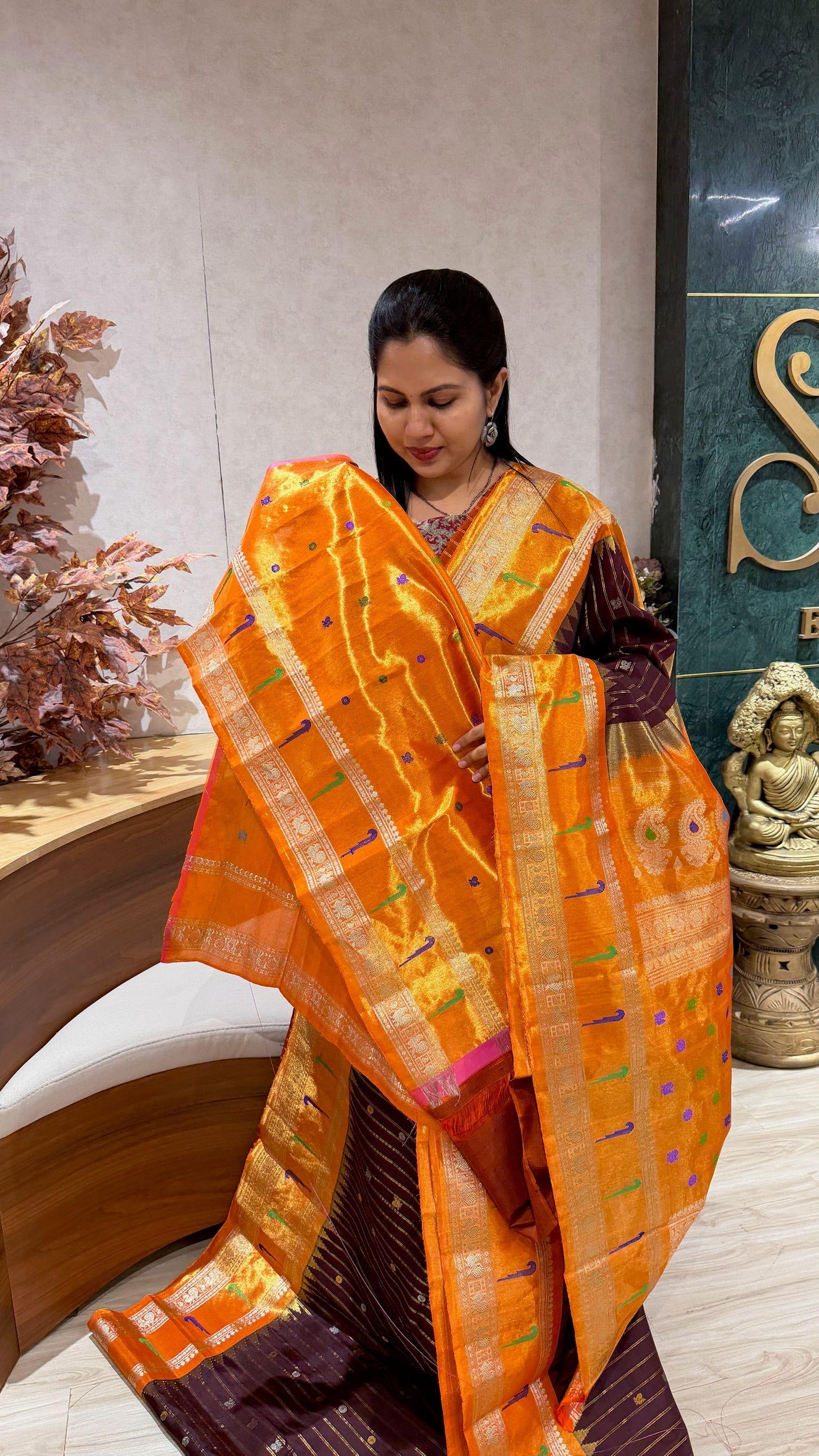 Handloom  Gadwal tissue muniya border