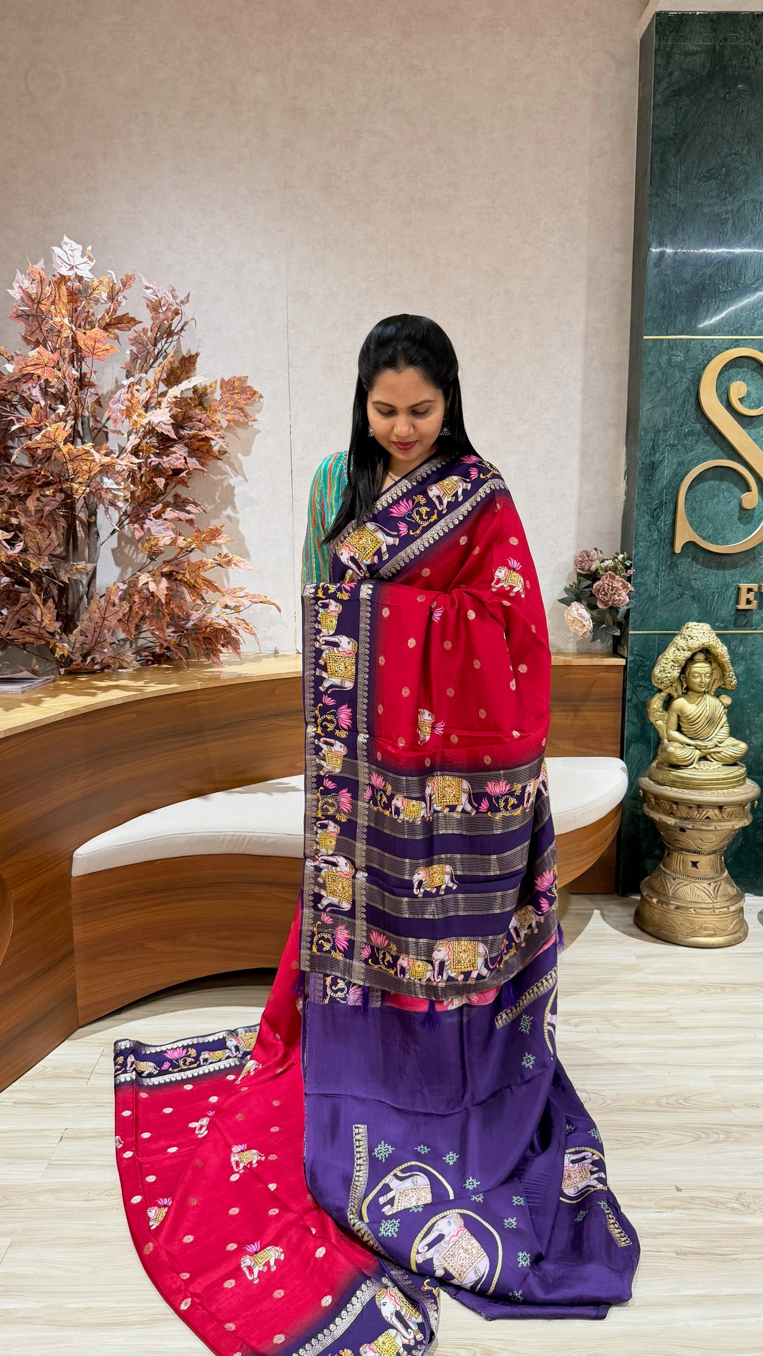Dola silk tanjore print
