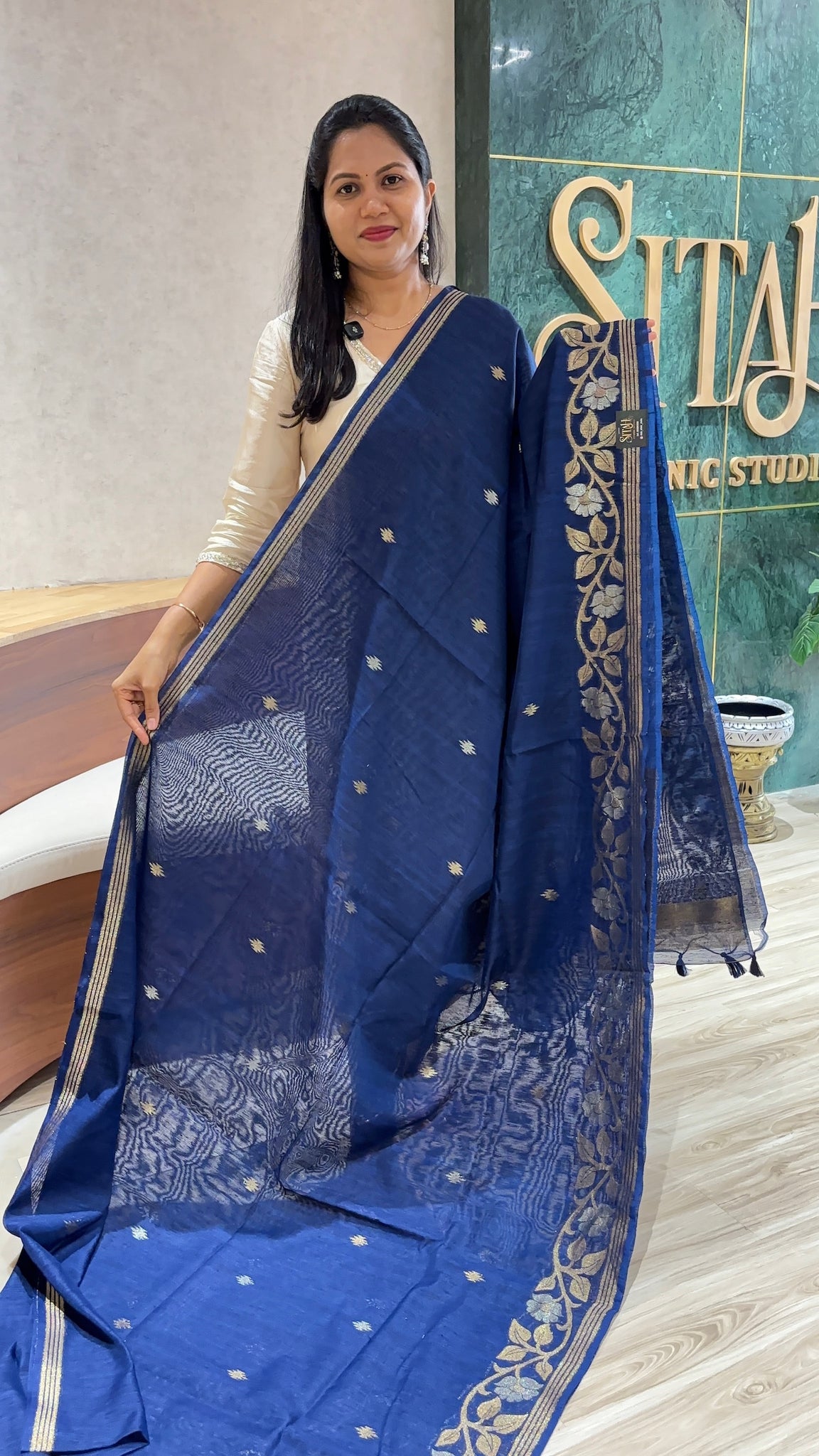 Linen jhamdani blue