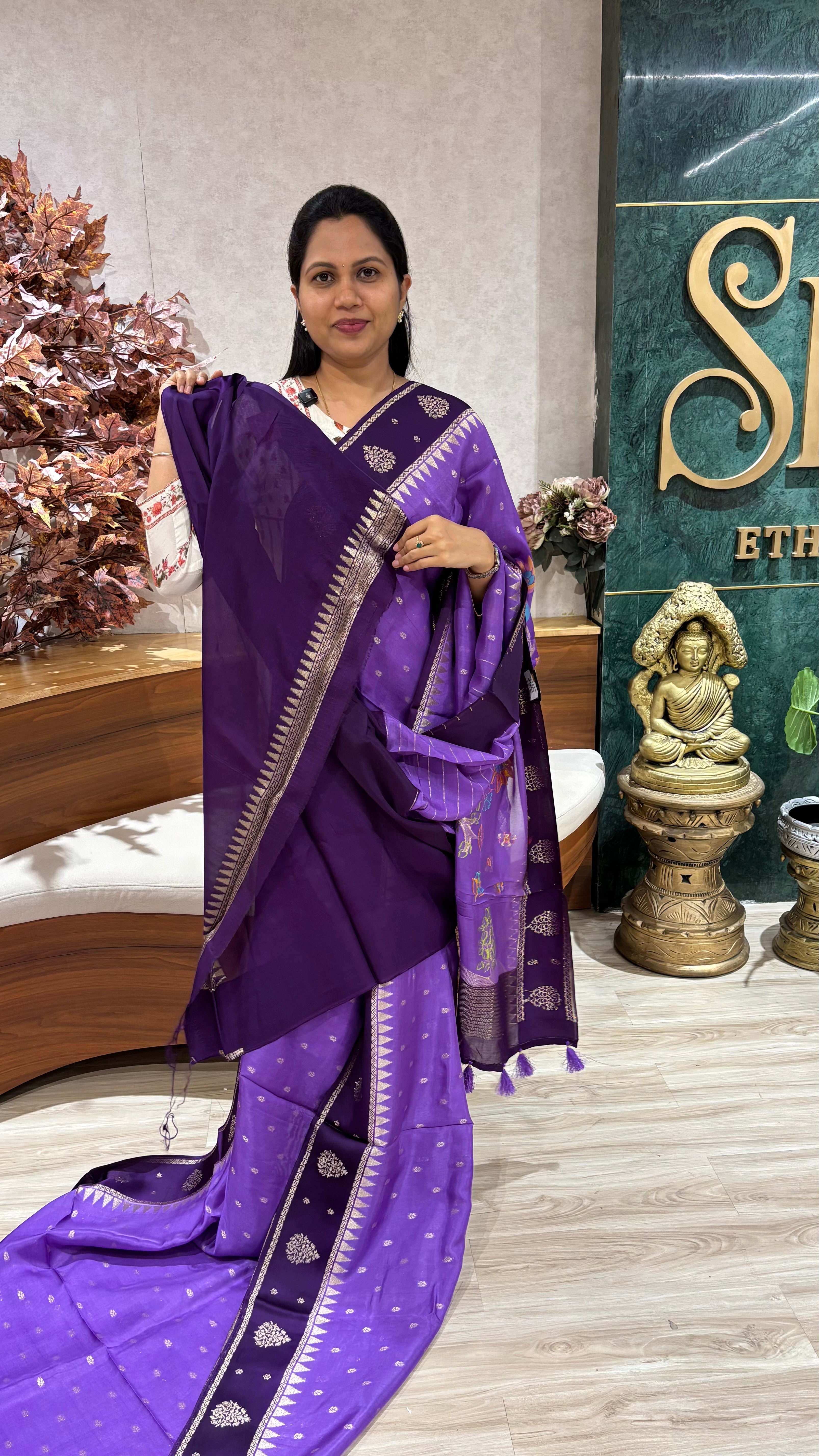Georgette jhamdhani pallu