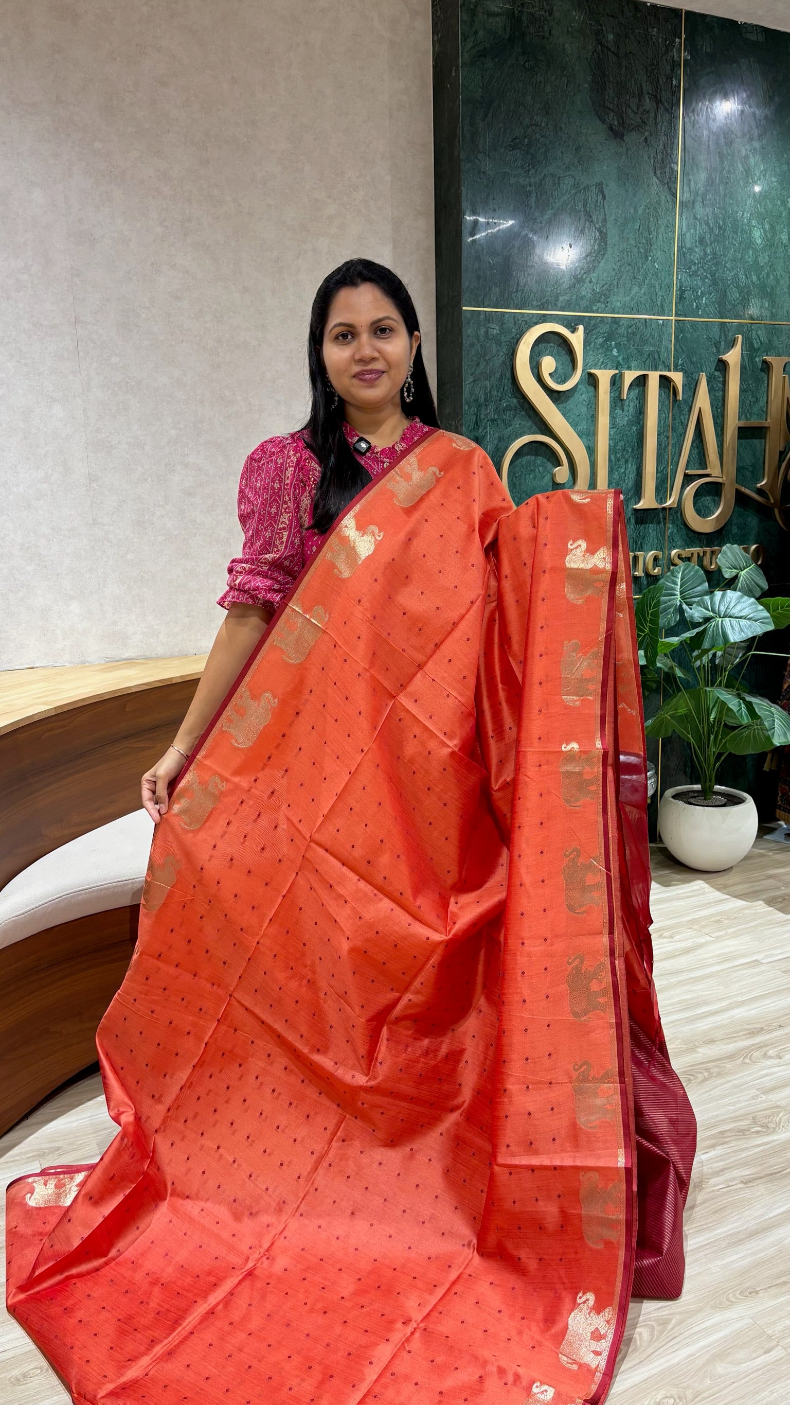 Tussar elephant dark peach