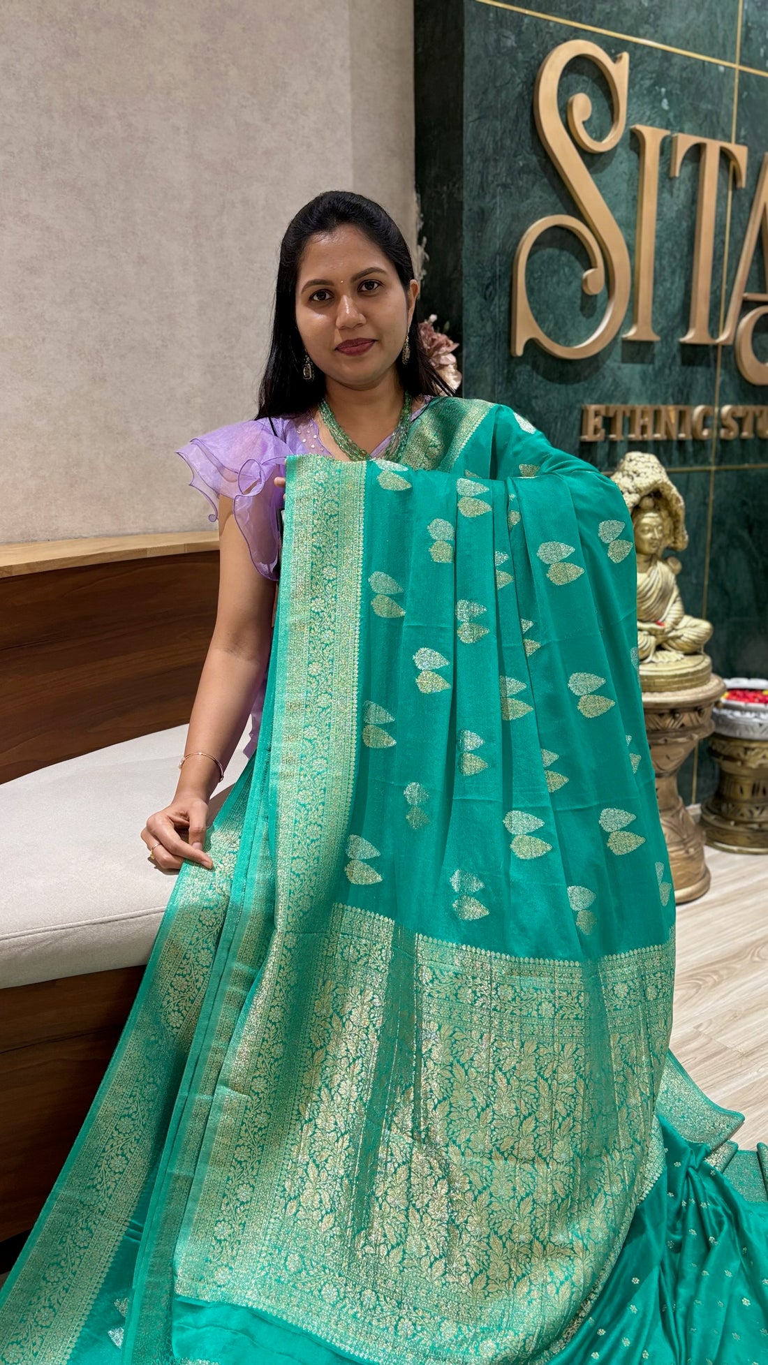 Pure georgette rama green