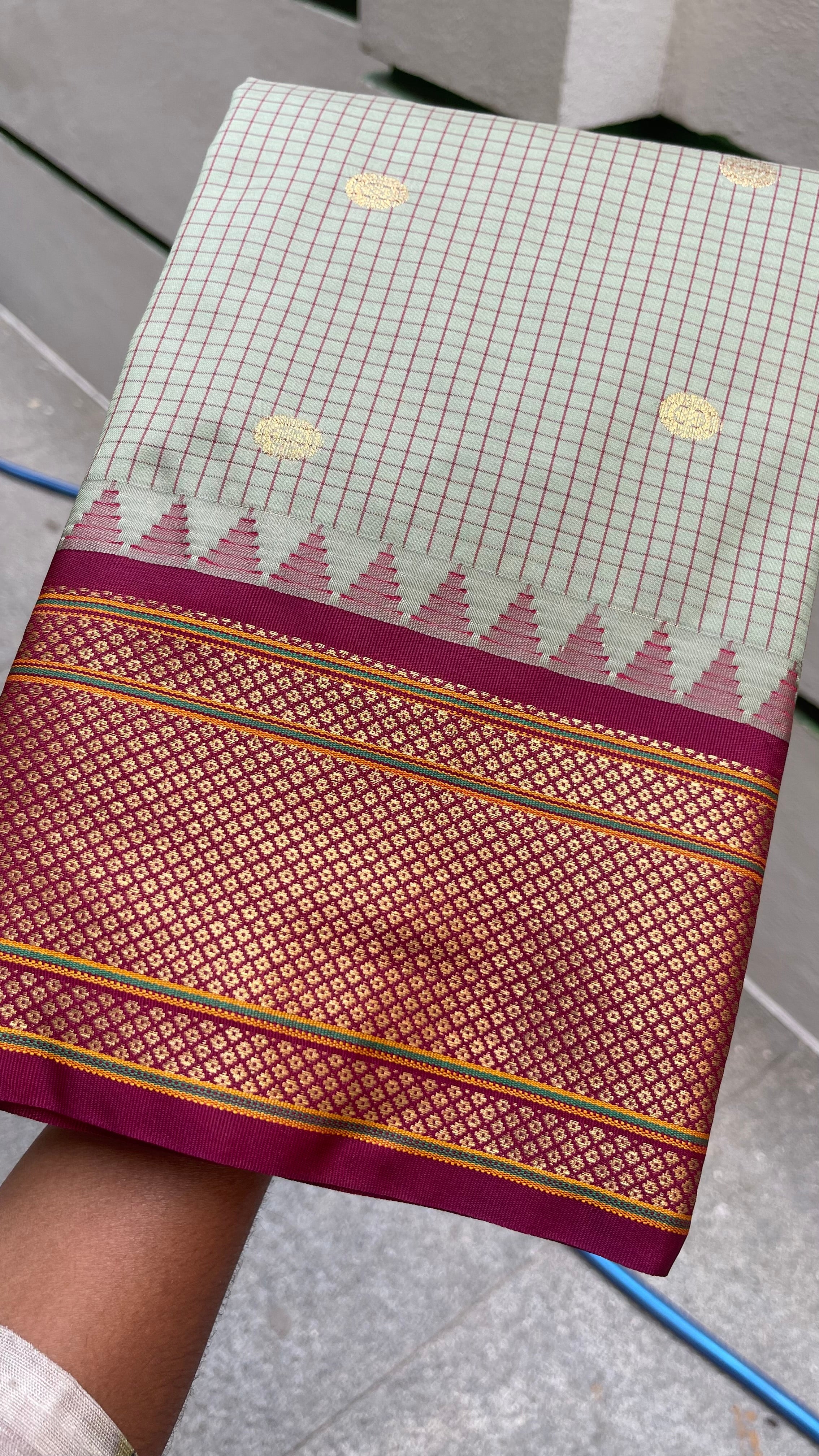 Semi gadwal green with maroon