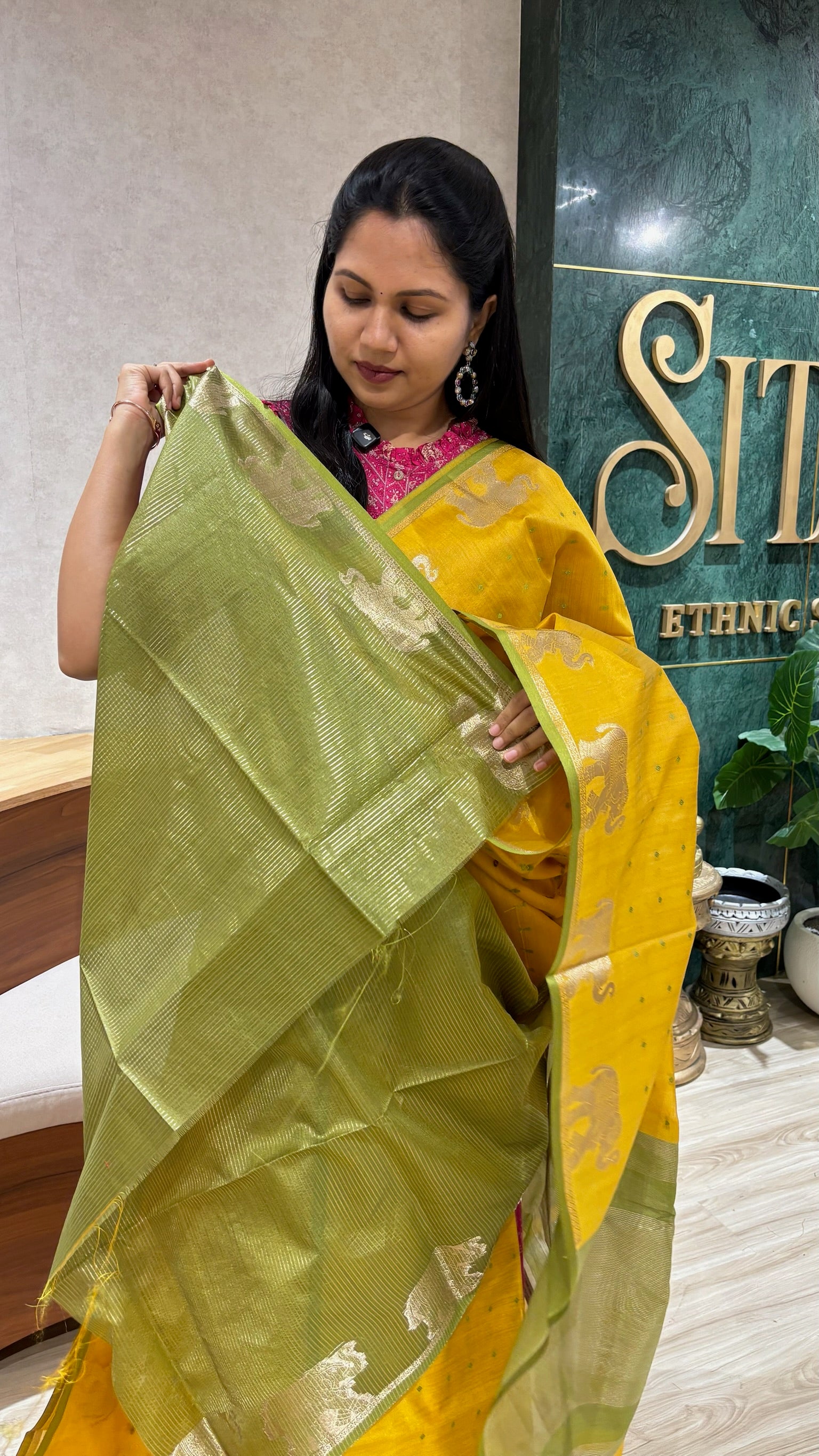 Tussar elephant yellow-green