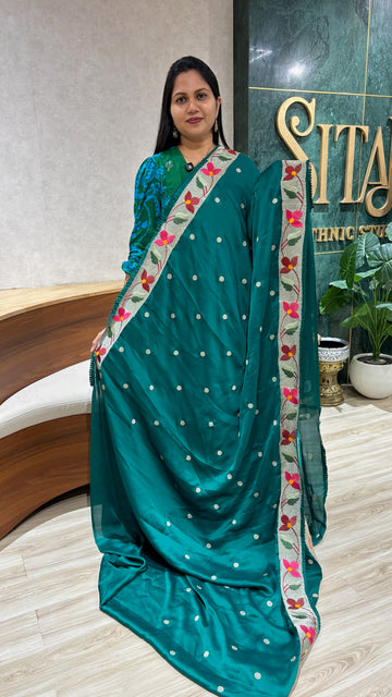 Mashru satin bottle green