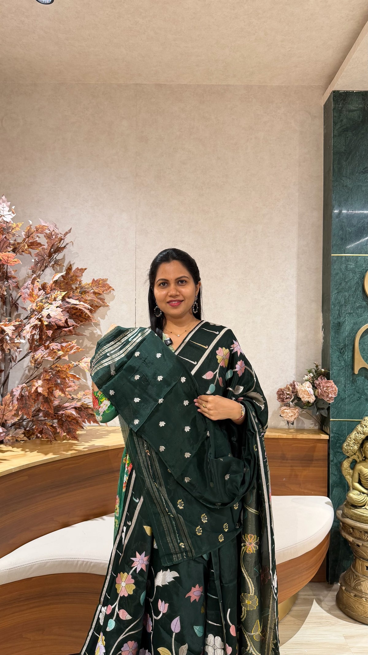 Pure georgette jhamdani Green