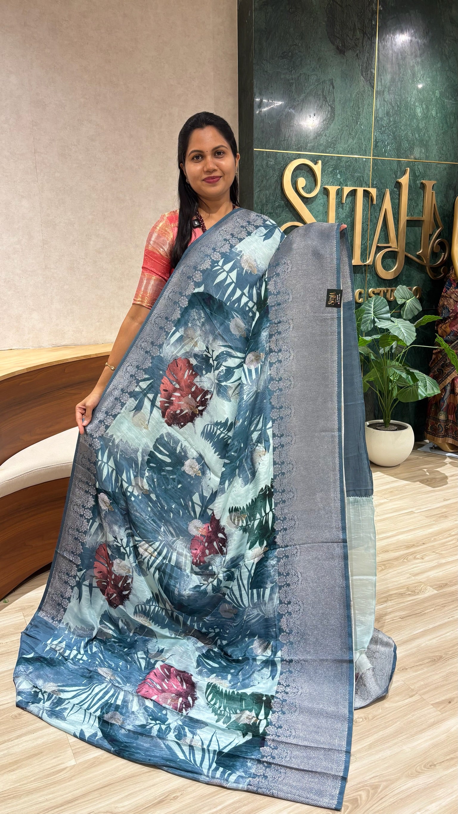 Mashru georgette blue