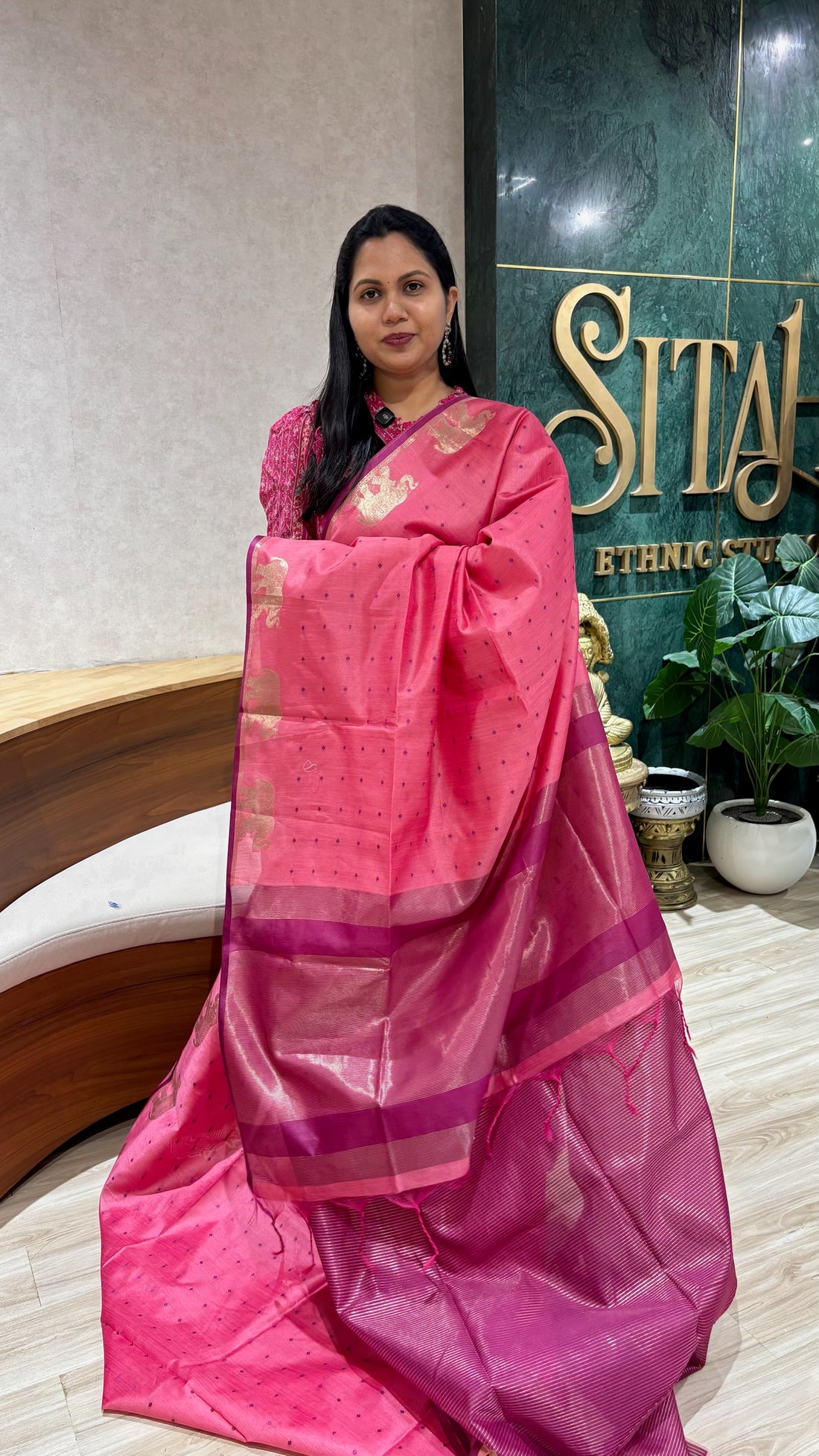 Tussar elephant pink