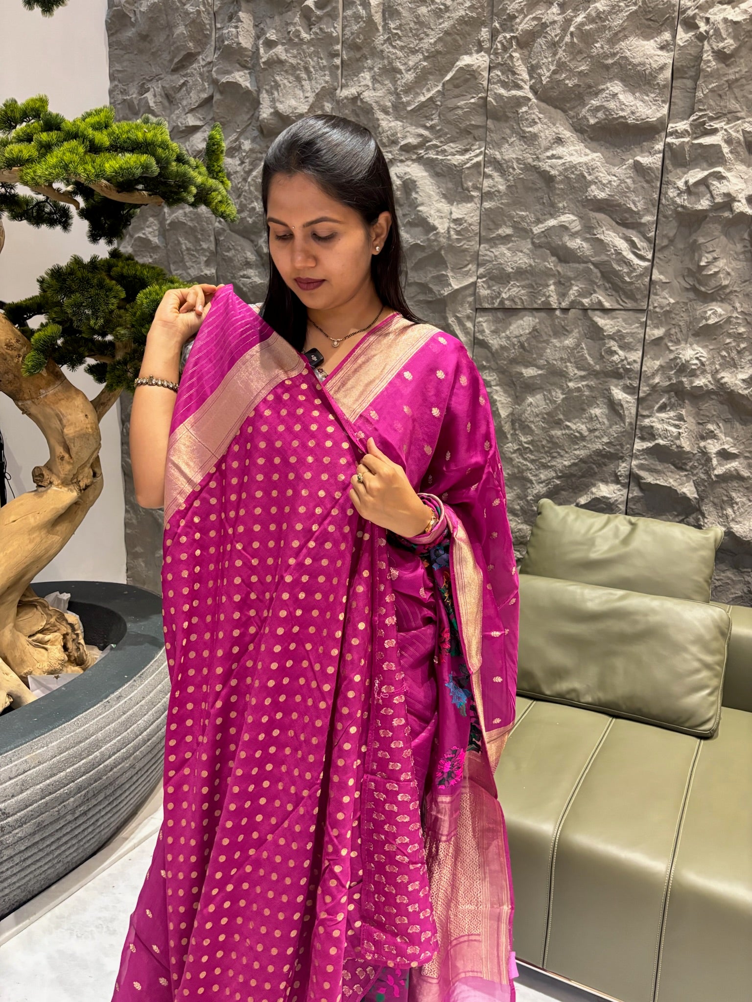 Crepe organza saree