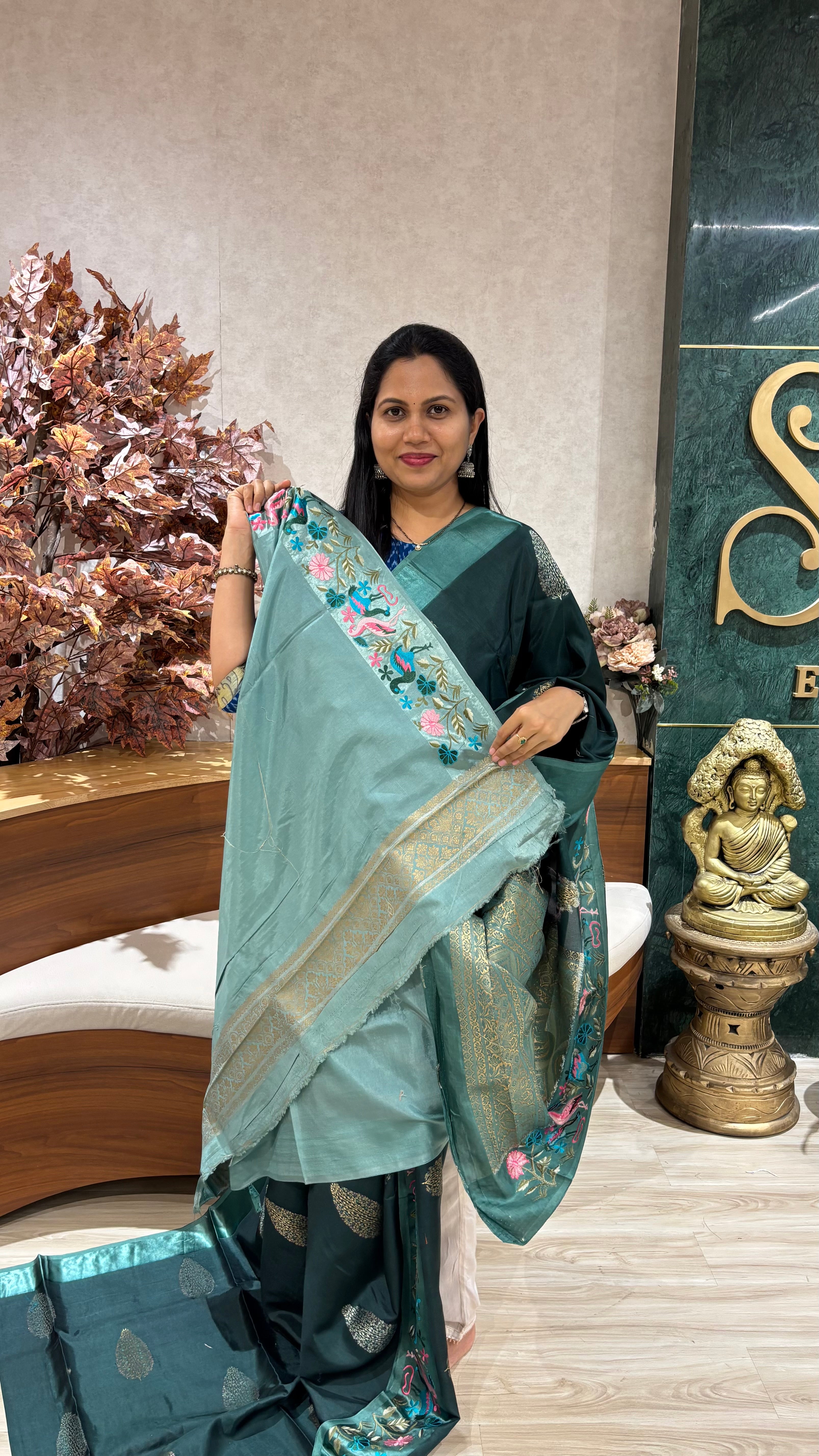 Russian silk mashru work borders