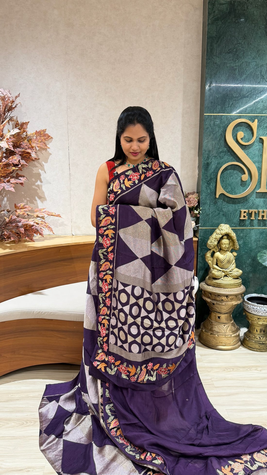 Munga Tussar embroidery