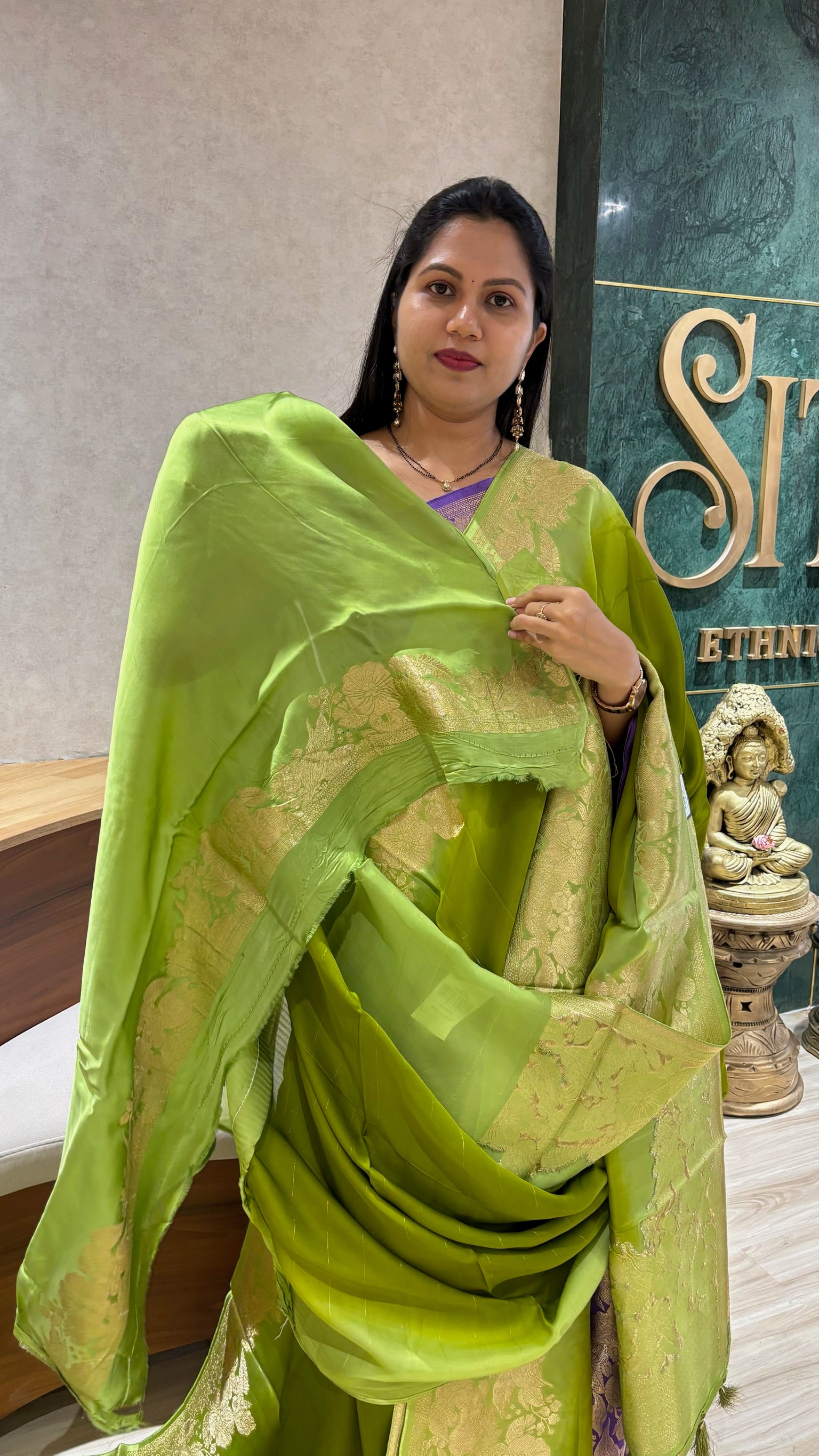 Mashru silk parrot green