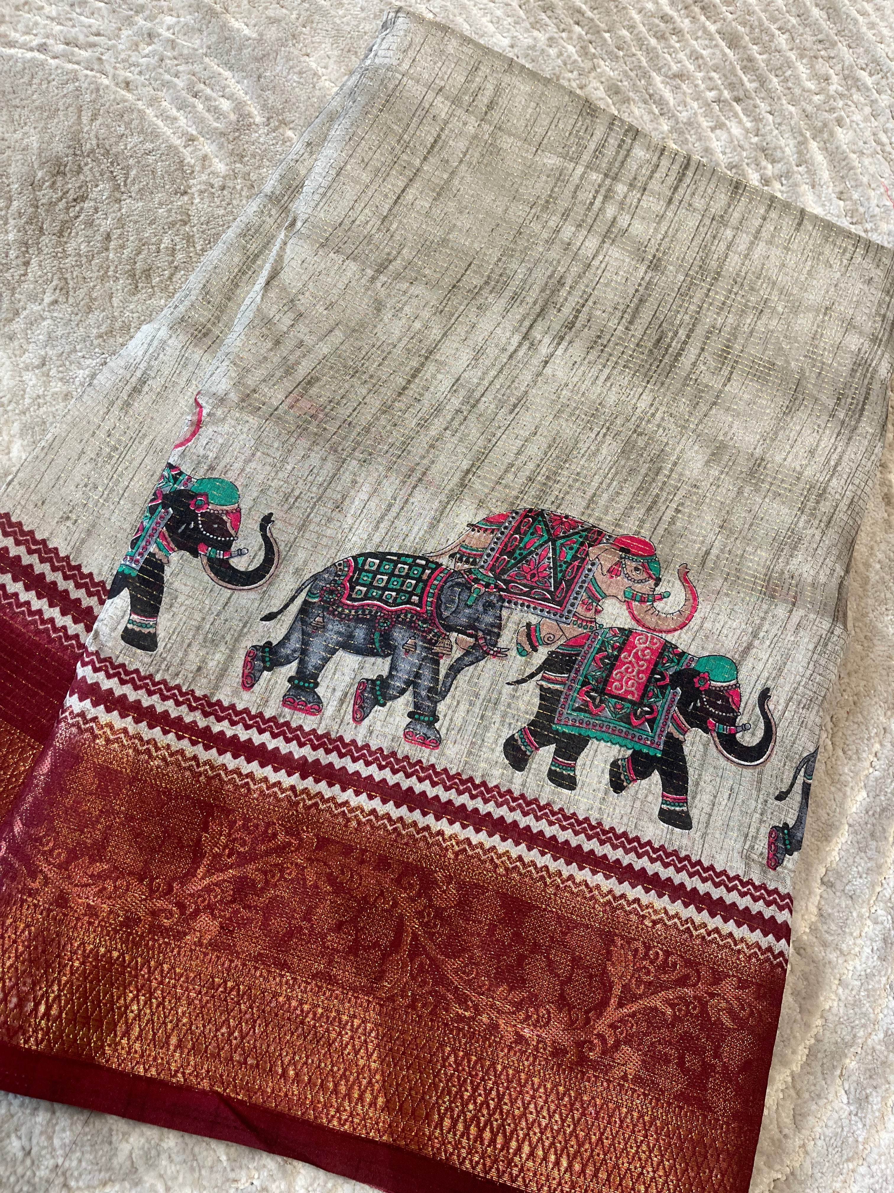 Fancy saree maroon