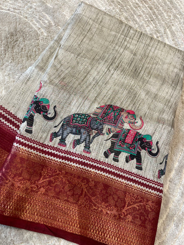 Fancy saree maroon