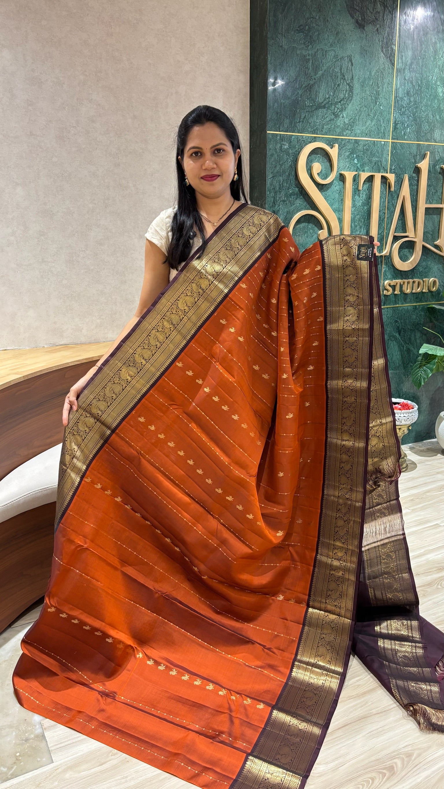 Kanchi pattu rust-brown