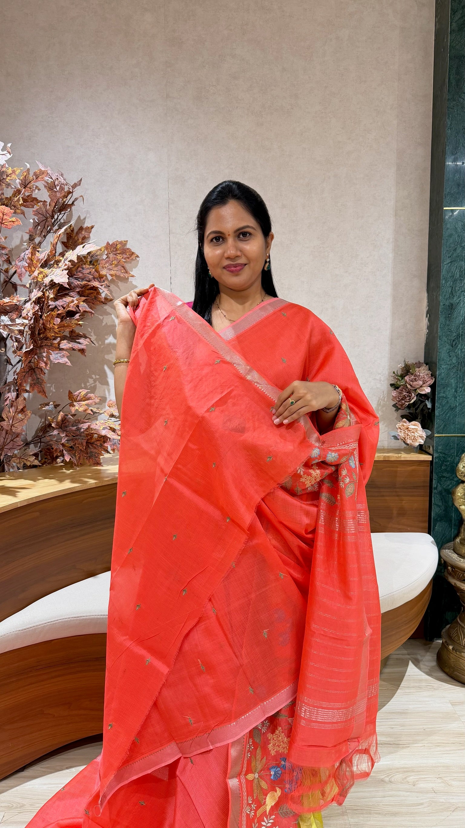 Handloom mangalgiri embroidery
