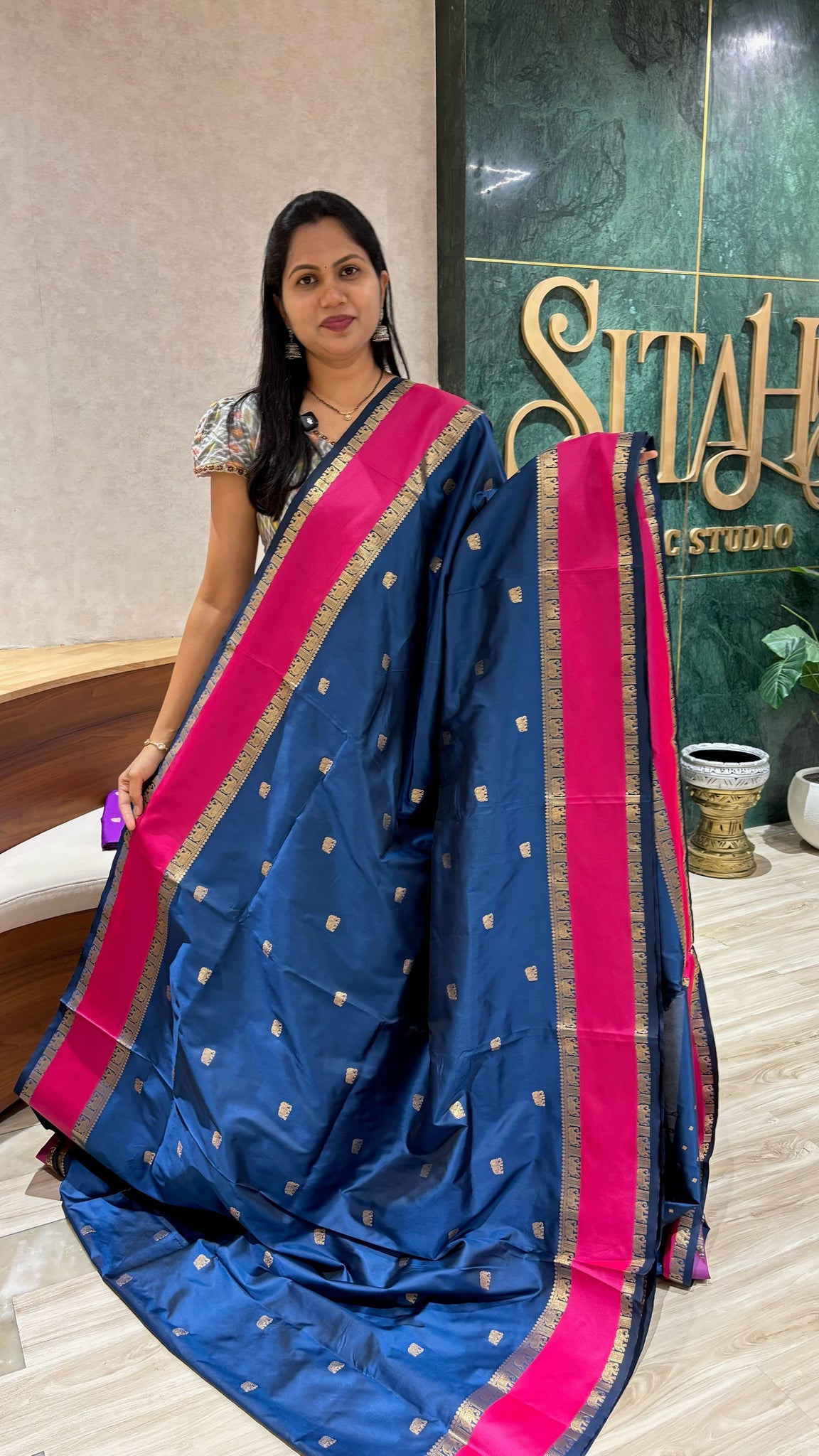 Semi pattu peacock blue