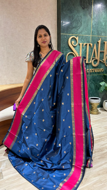 Semi pattu peacock blue