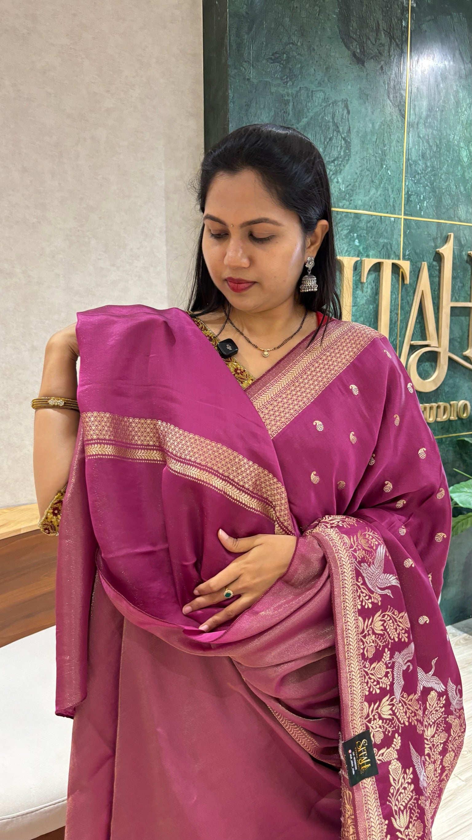 Mashru banaras magenta