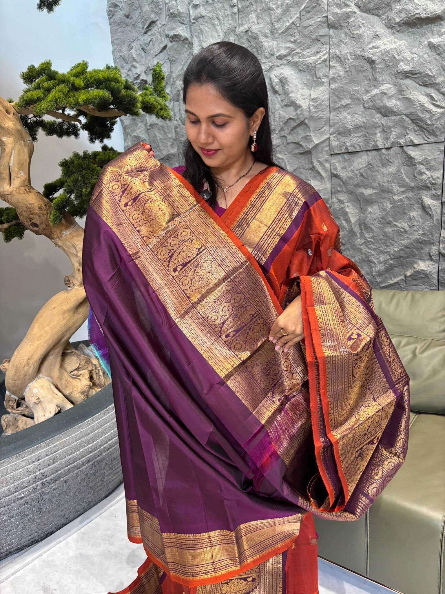 Handloom gadwal pattu rust