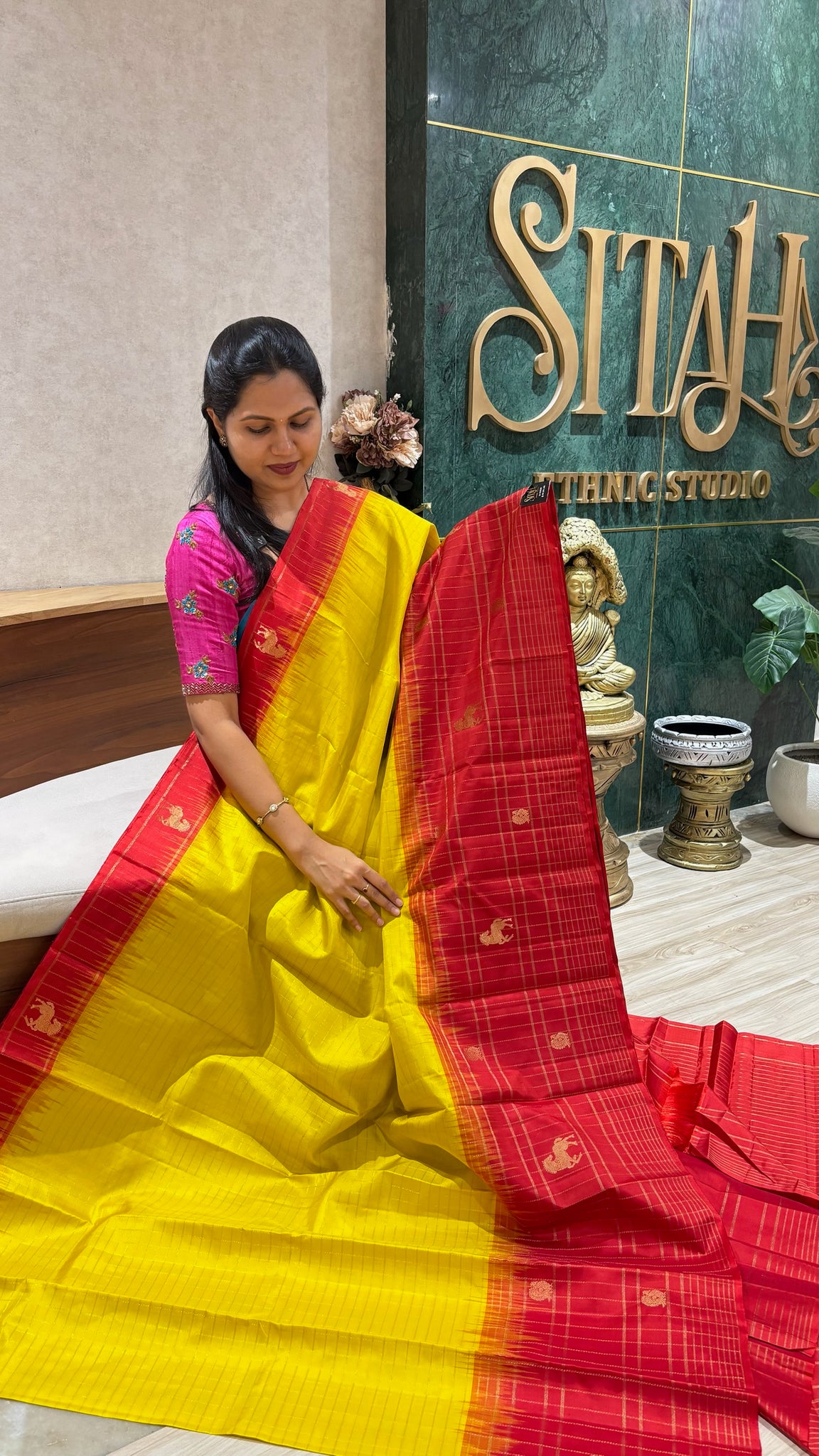 Handloom kanchi pattu yellow