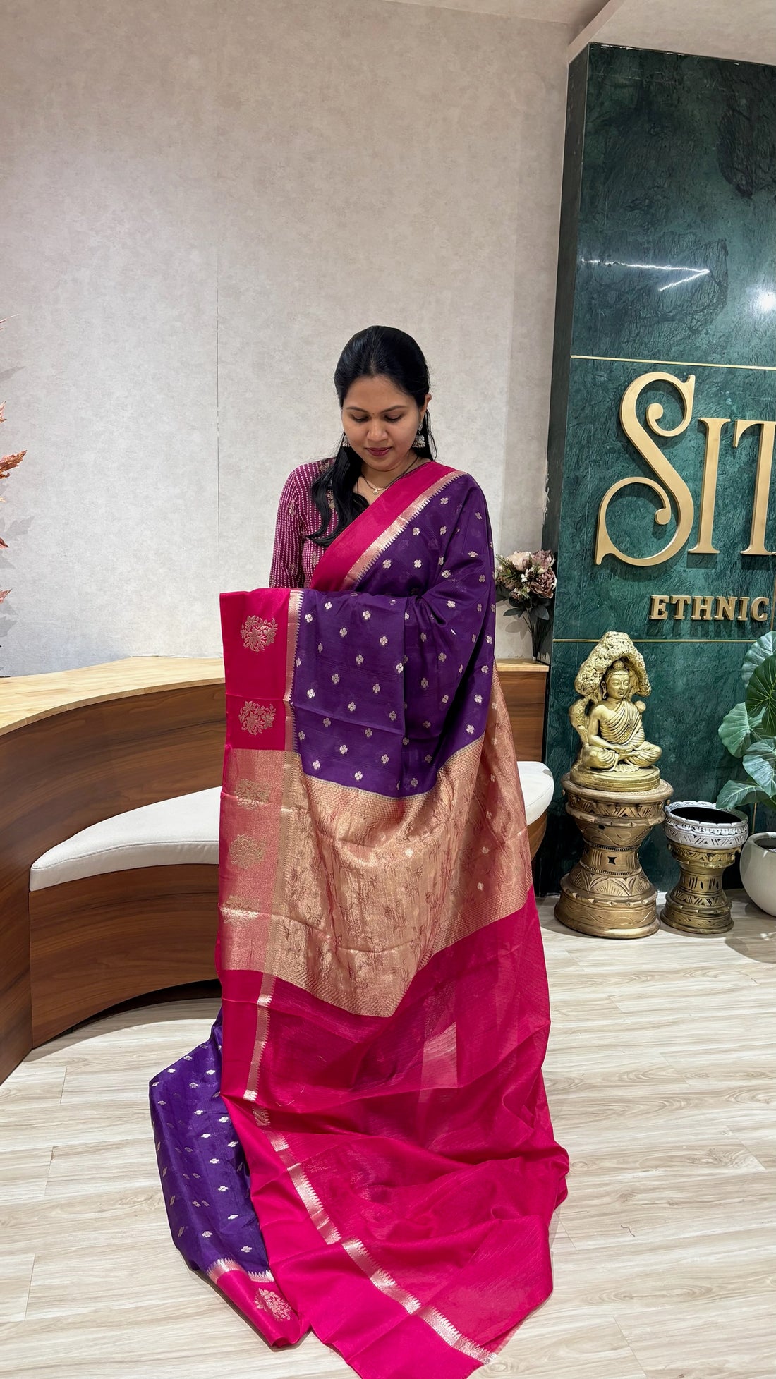 Raw silk Banaras purple