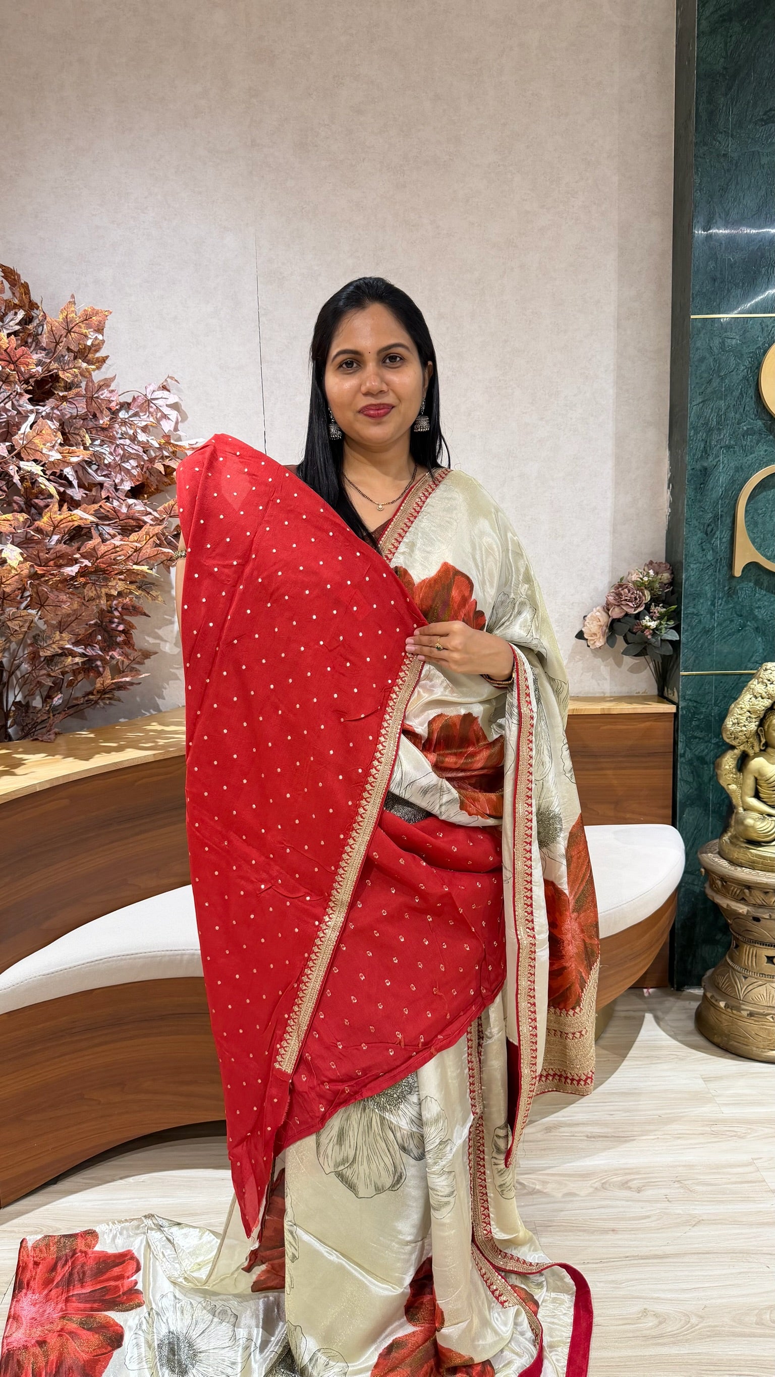 Tissue georgette red