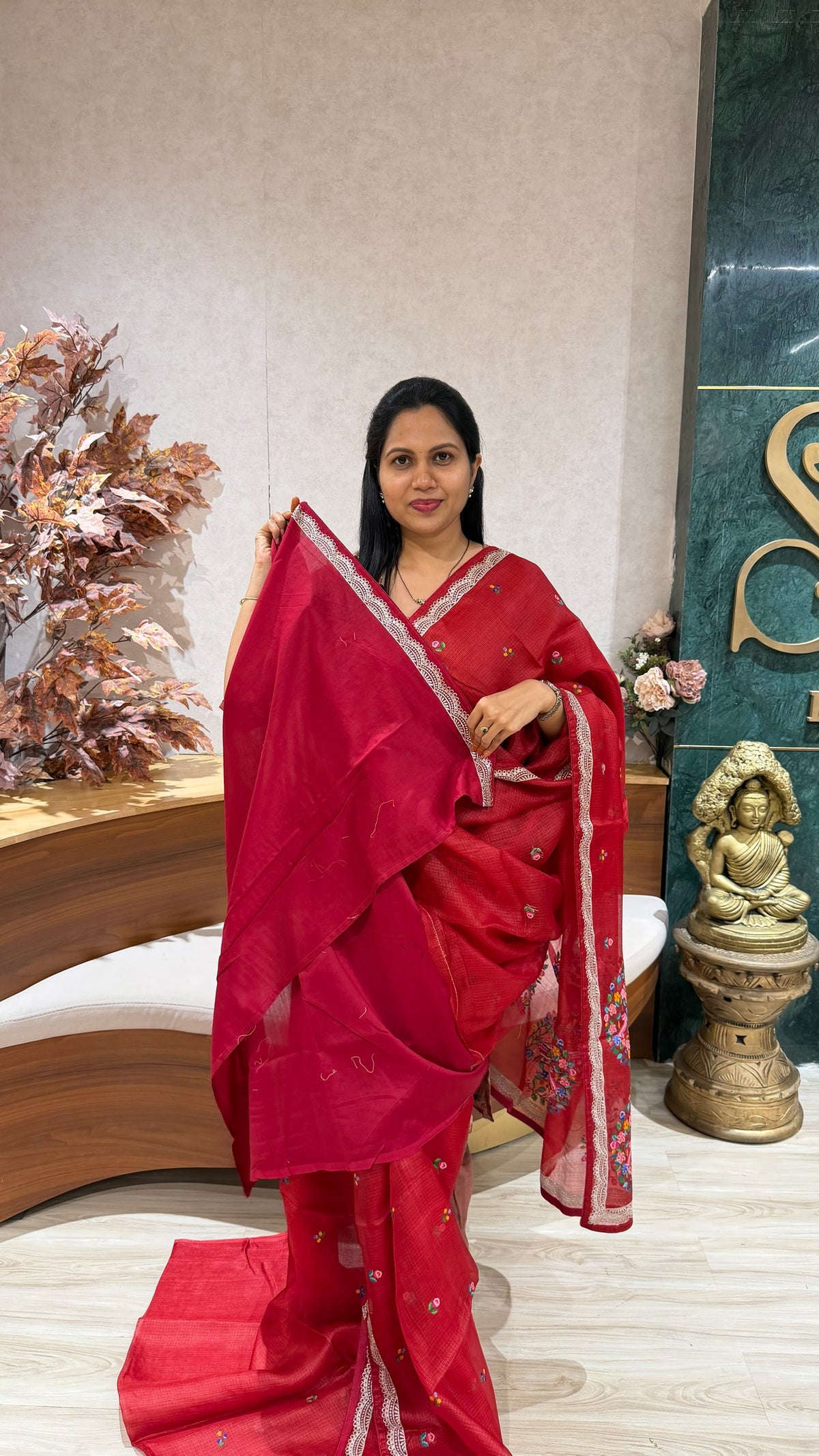 Tussar kota pettit embroidery