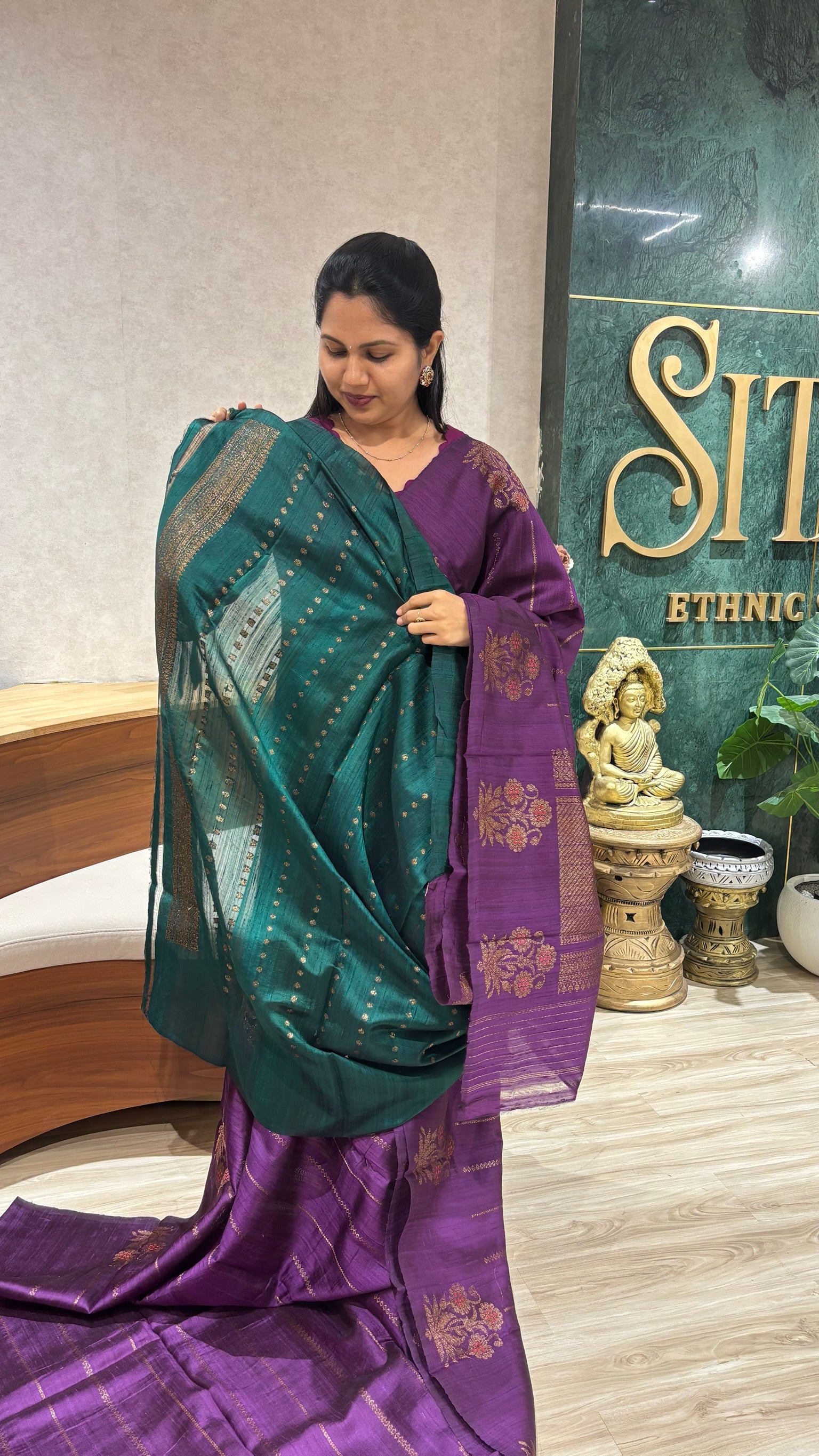 Raw silk pattu purple