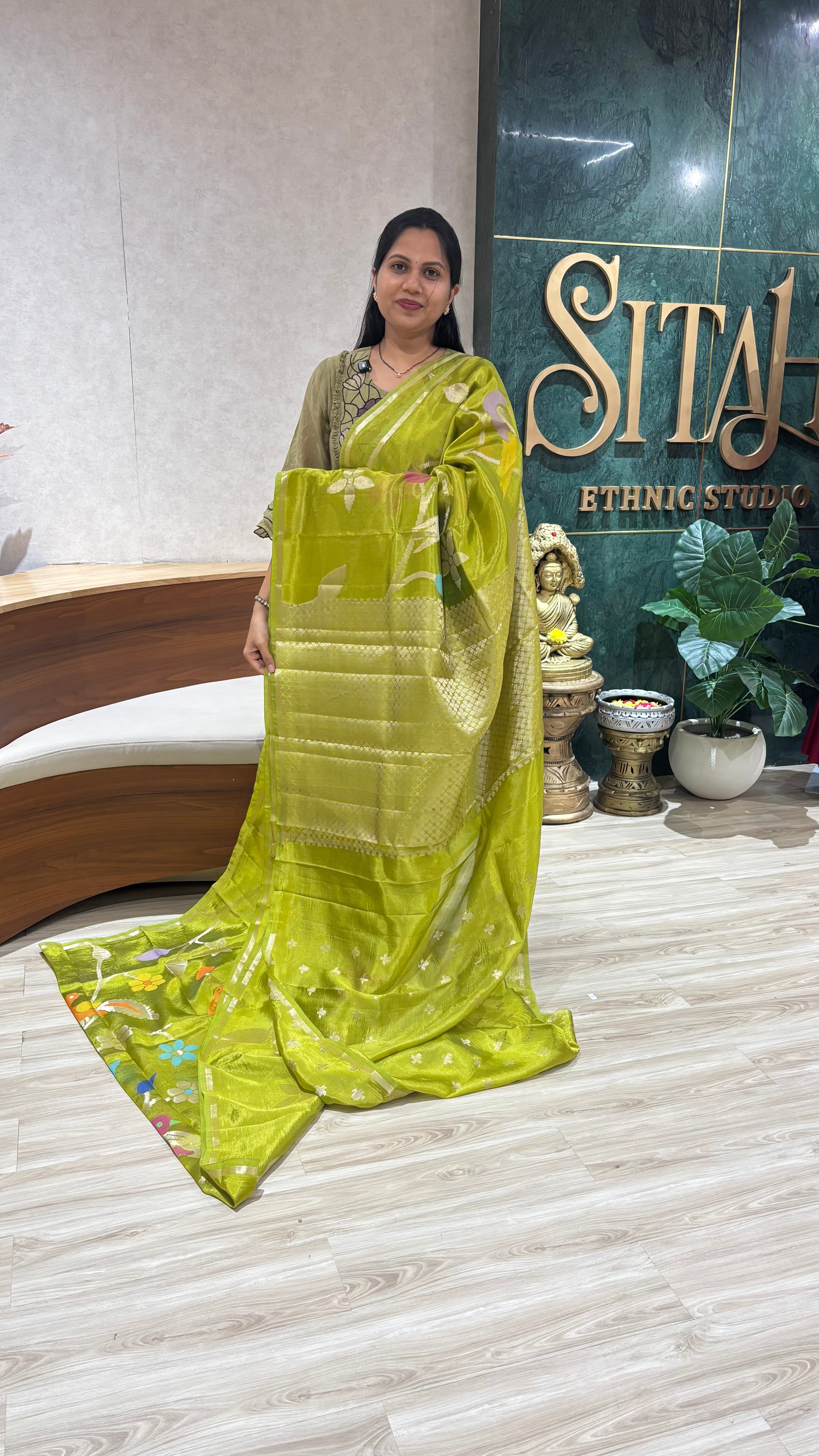 Paper silk allover green