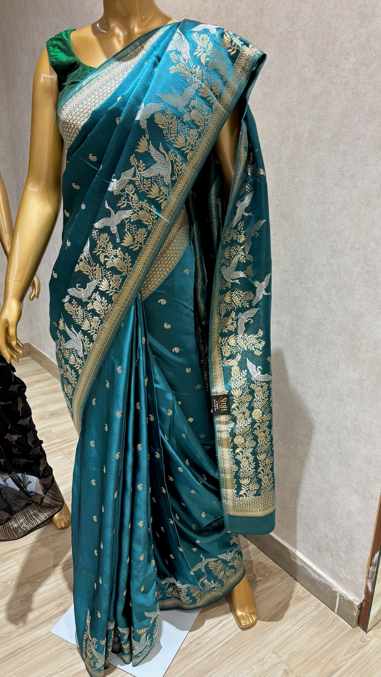 Mashru banaras teal