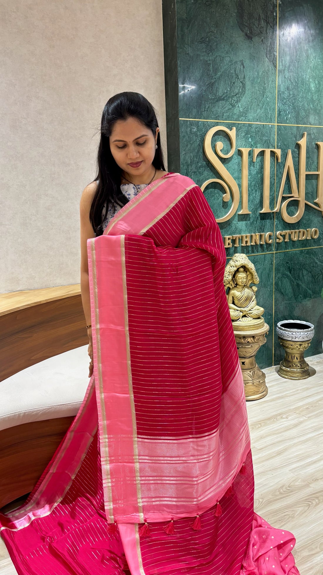 Mashru georgette pink