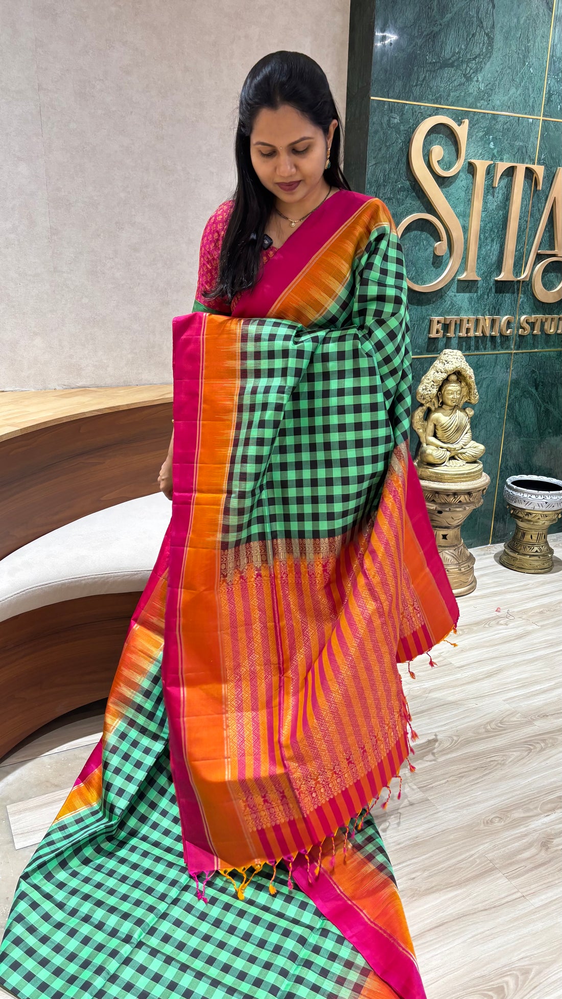 Designer handloom kanchi checks