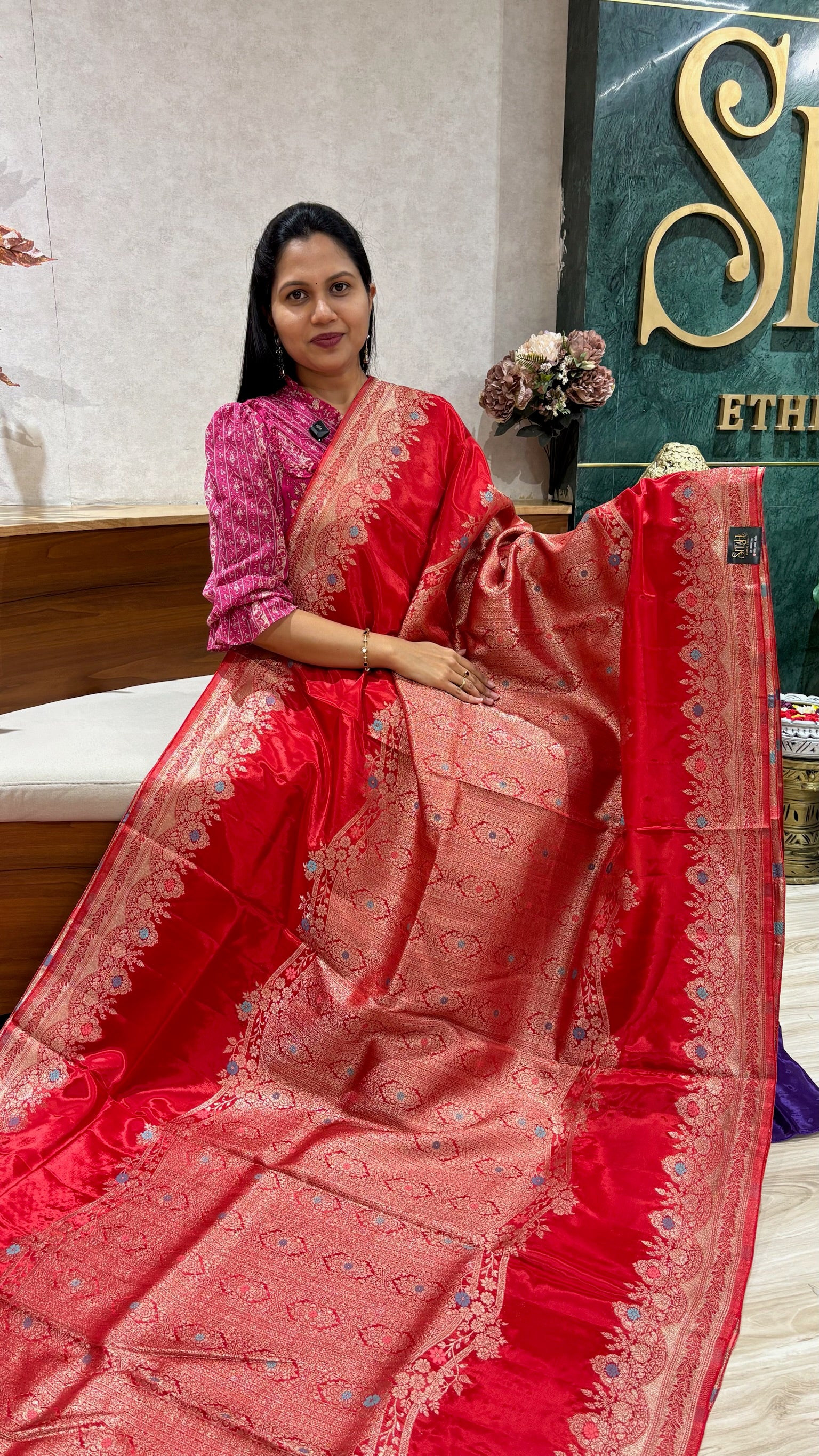 Ho crepe silk red