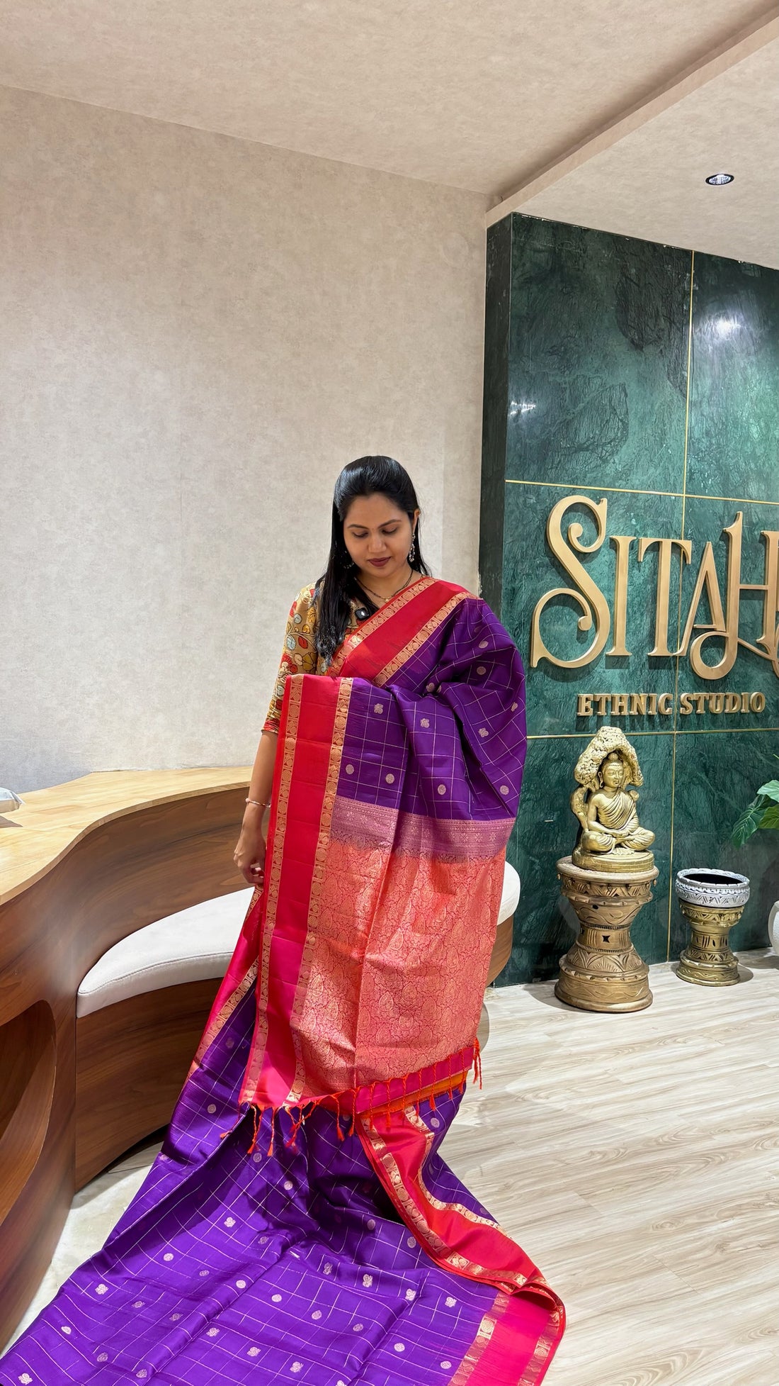 Handloom kanchi purple