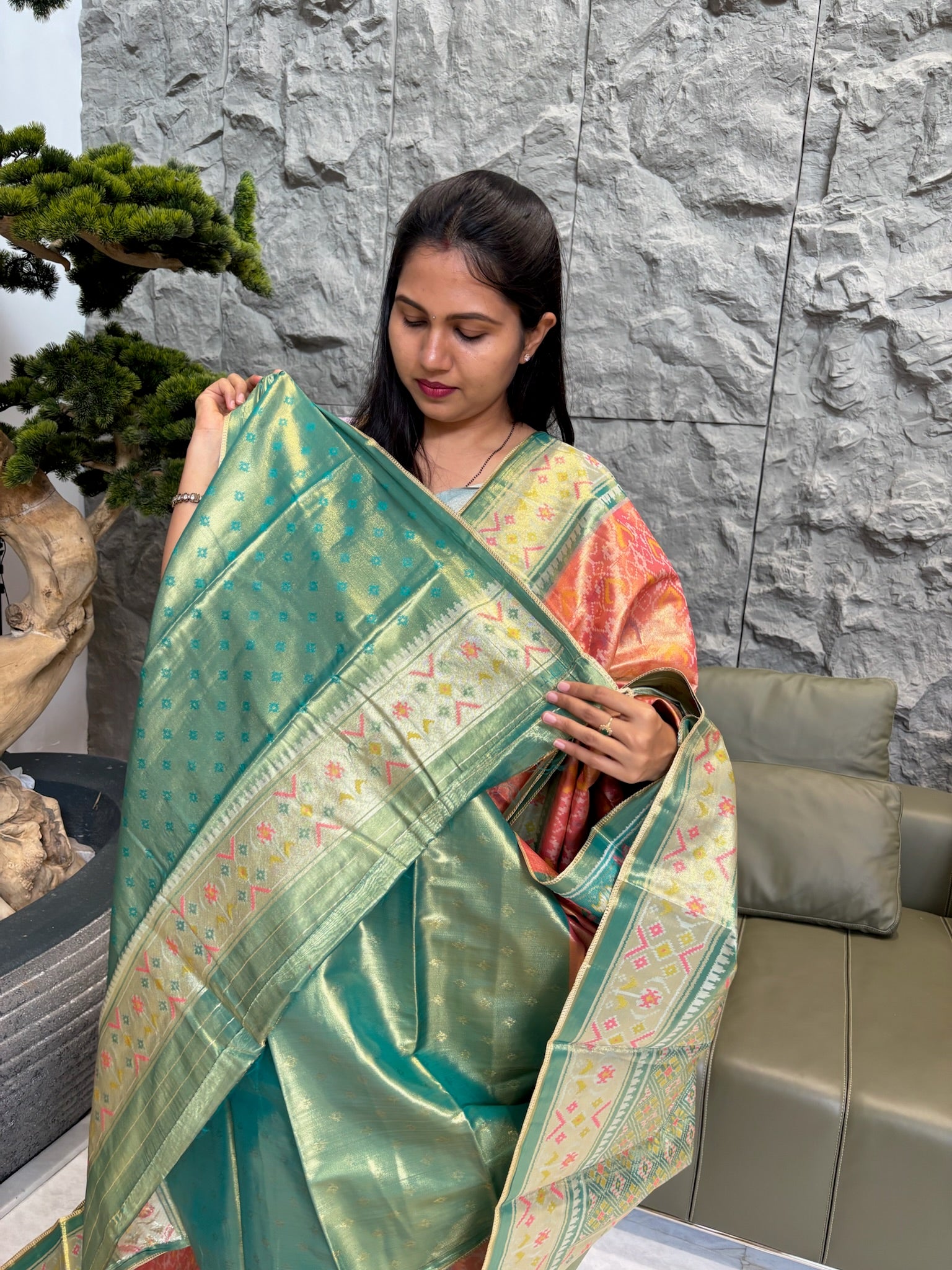 Tissue patola orange-sea green