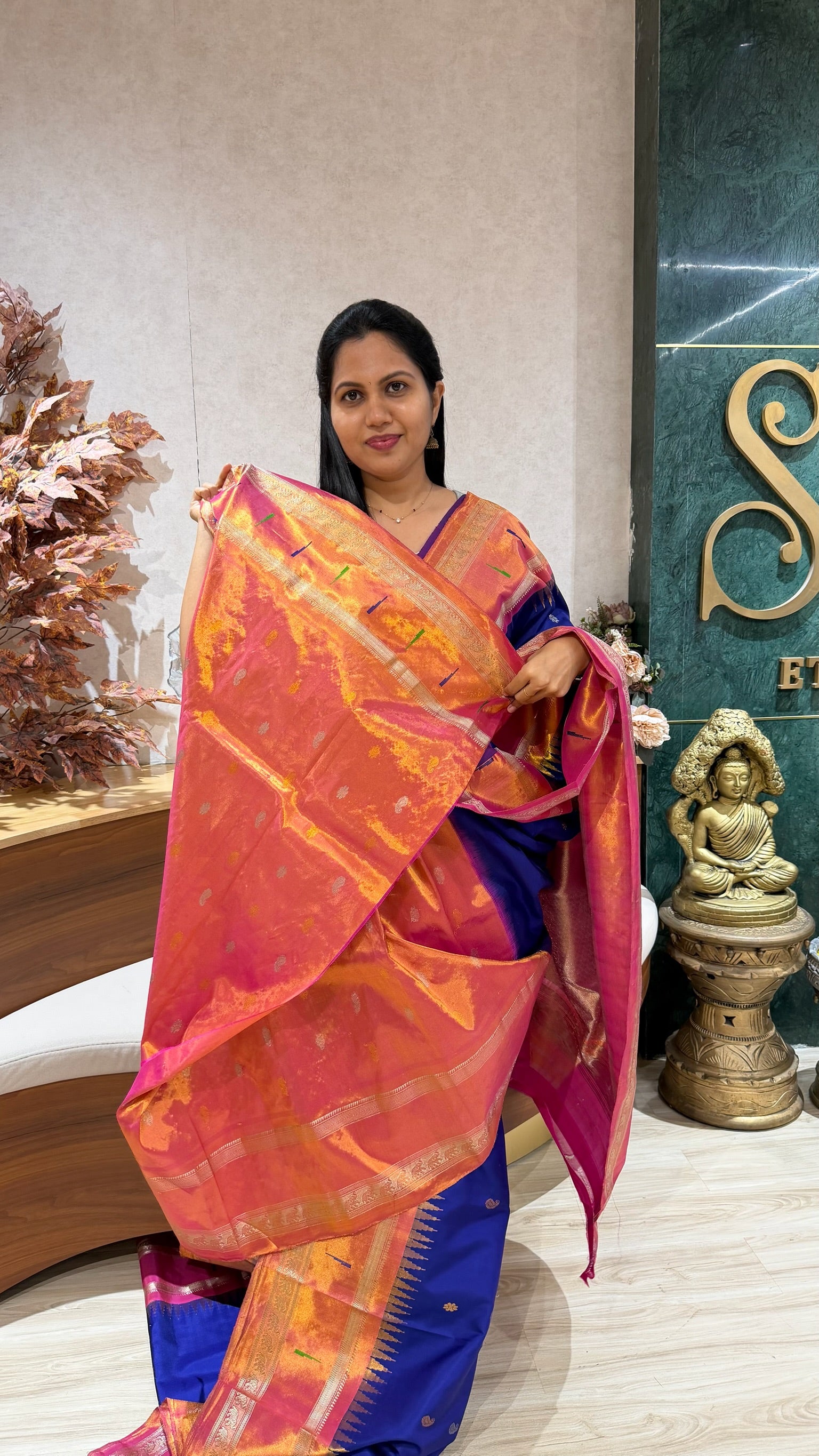 Handloom  Gadwal tissue muniya border