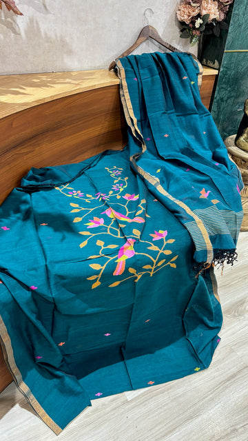 Cotton jhamdani dress material