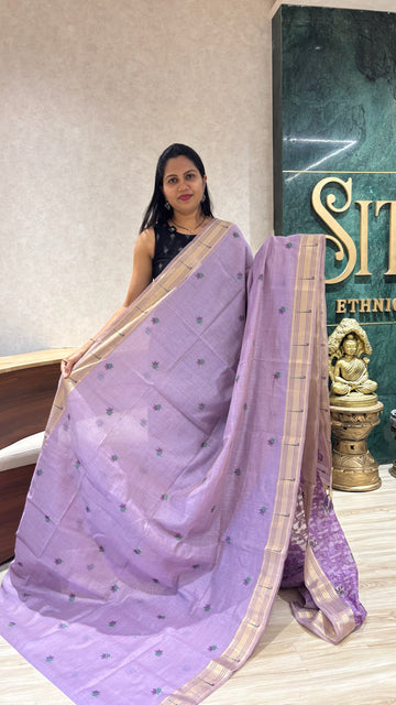 Munga cotton paithani lavendar