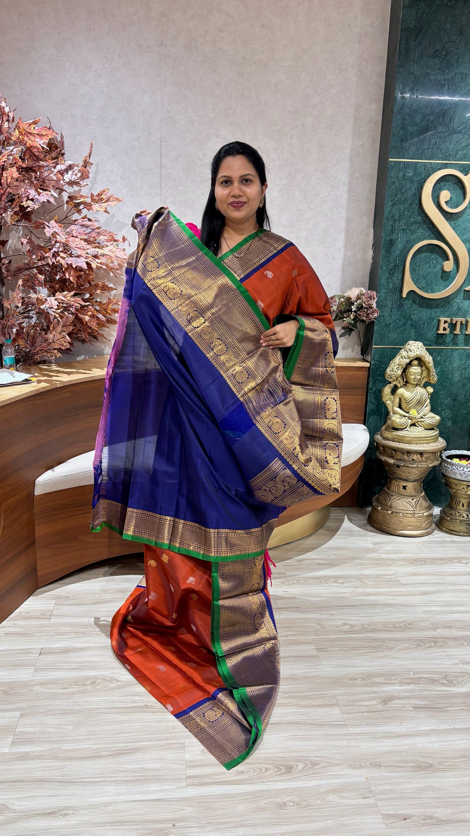 Handloom gadwal with kanchi borders