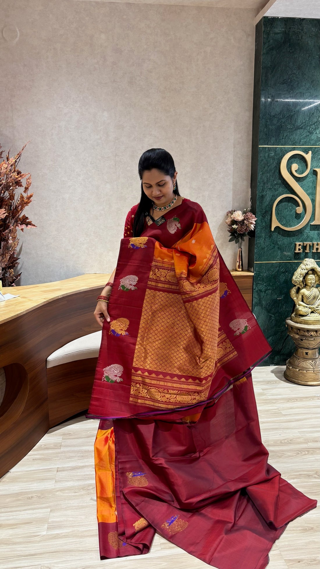 Handloom gadwal orange