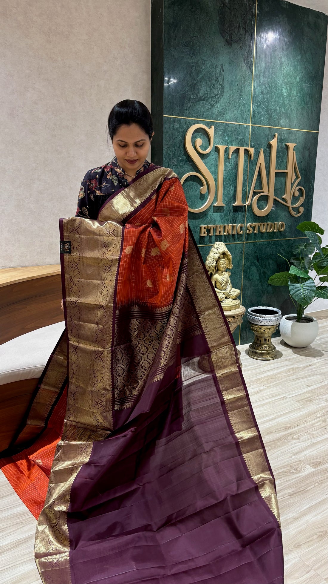 Handloom Kanchi pattu rust